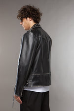 CHIODO OVERSIZE BORCHIE IN PELLE NERO - lab22shop