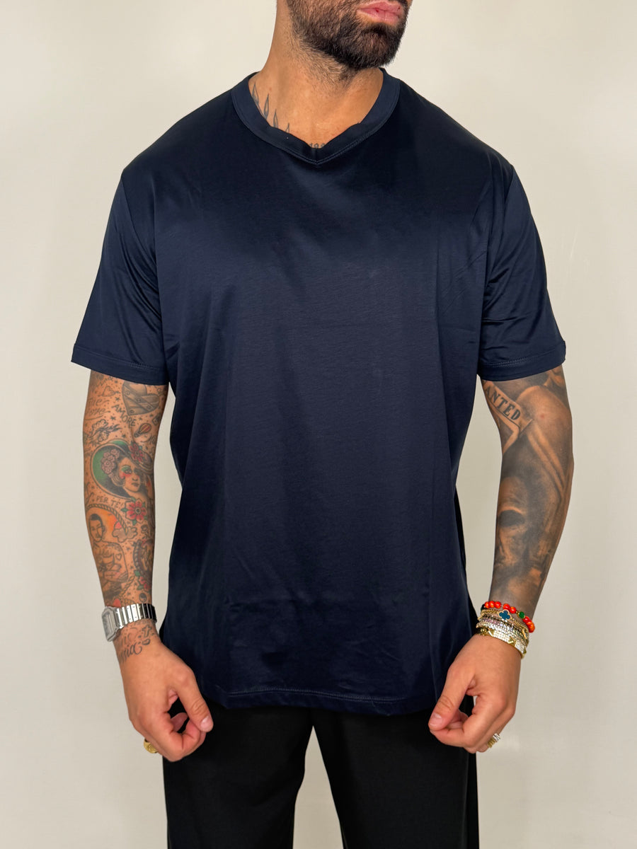 T-SHIRT SCOLLO A V IN FILO DI SCOZIA - lab22shop