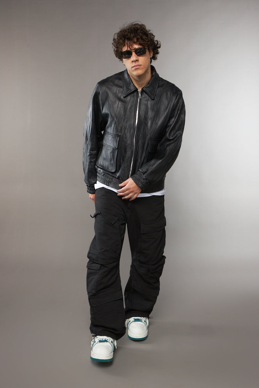 BOMBER COLLO CAMICIA EFFETTO PELLE LAVATA - lab22shop