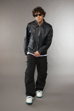 BOMBER COLLO CAMICIA EFFETTO PELLE LAVATA - lab22shop