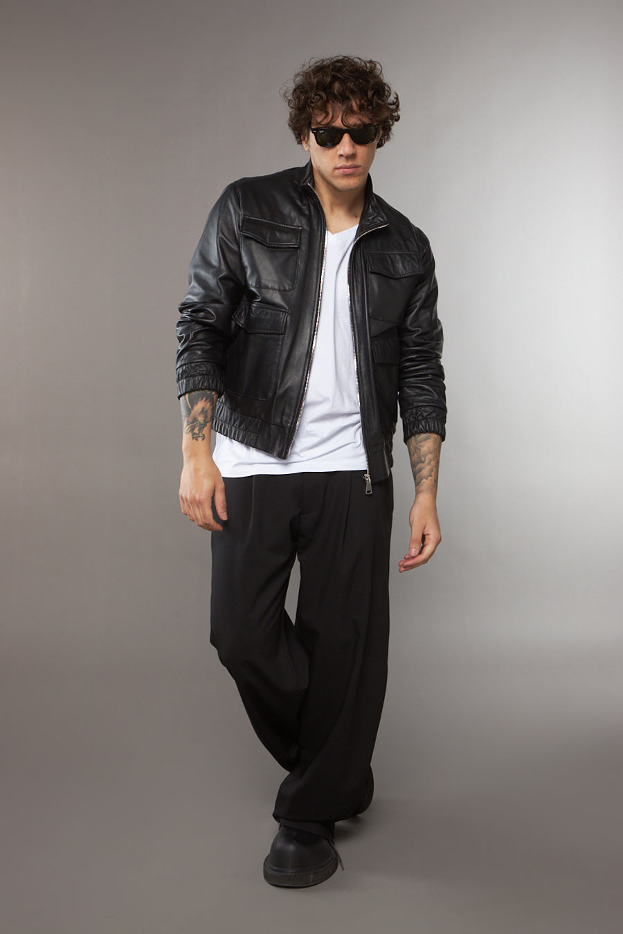 BLAZER MULTI TASCHE NAPPA NERA IN PELLE - lab22shop