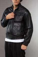 BLAZER MULTI TASCHE NAPPA NERA IN PELLE - lab22shop