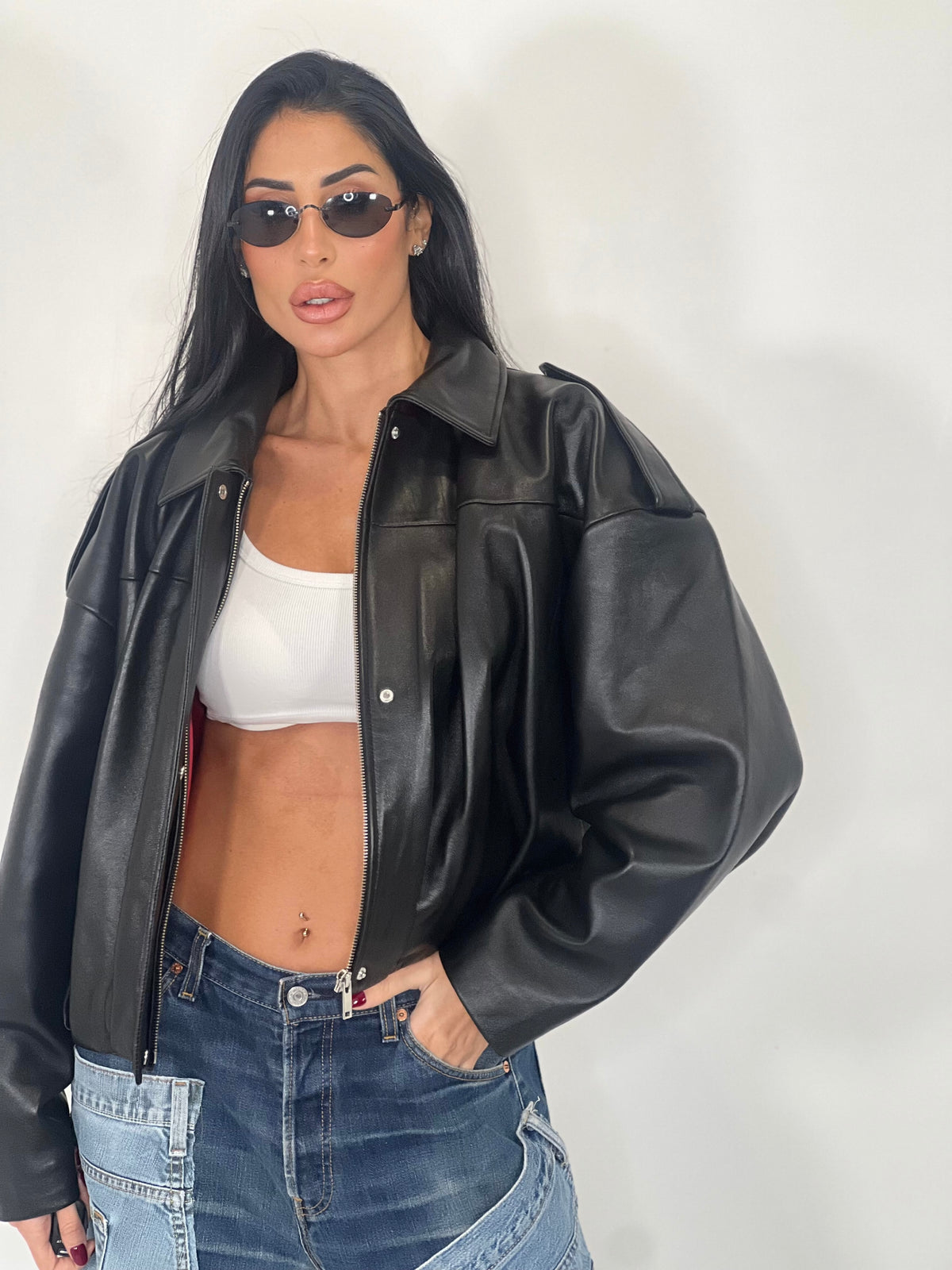 Giacca in pelle bomber