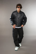 BOMBER COLLO CAMICIA EFFETTO PELLE LAVATA - lab22shop