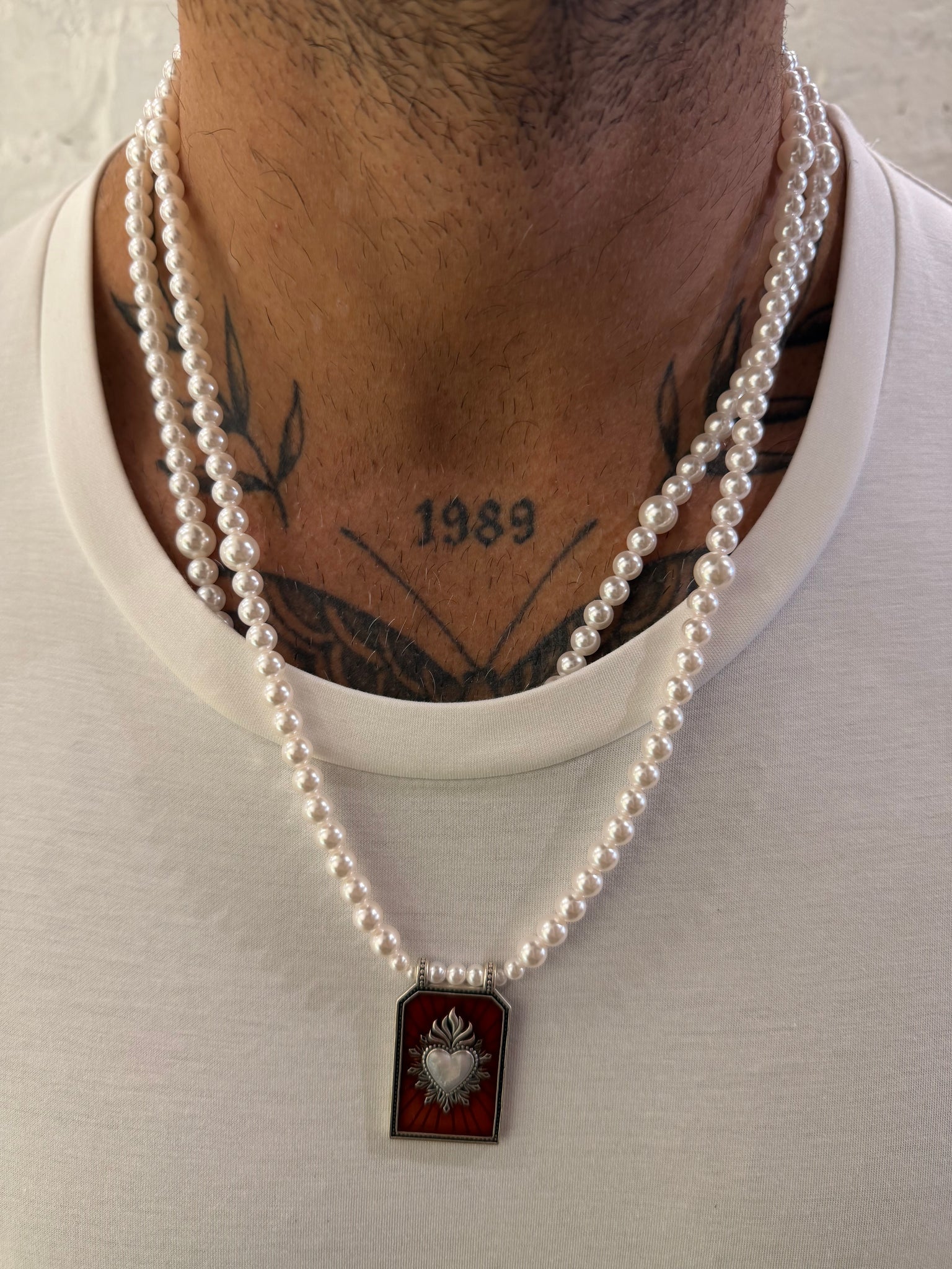 COLLANA PERLE CUORE SACRO