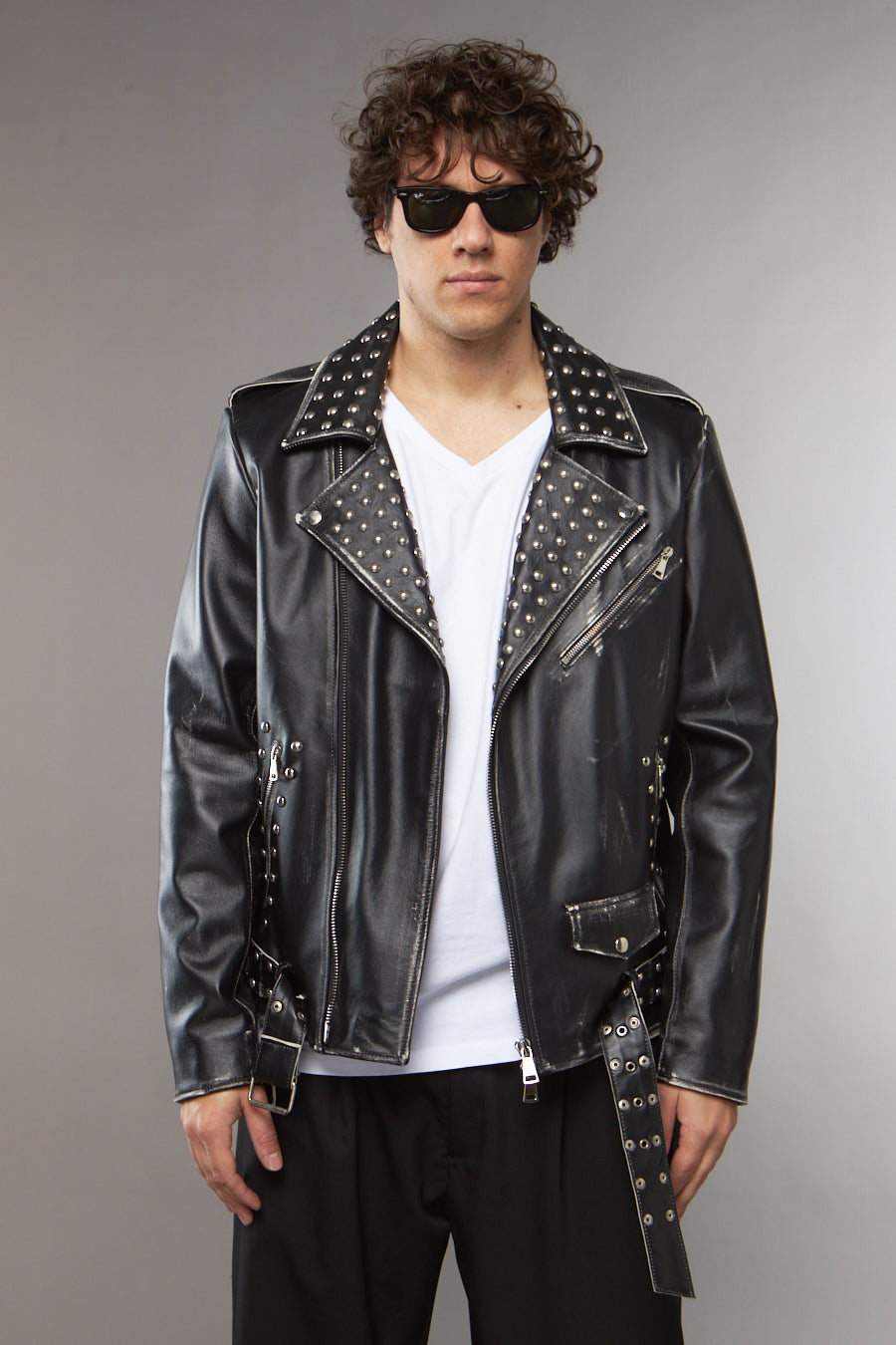 CHIODO OVERSIZE BORCHIE IN PELLE NERO - lab22shop