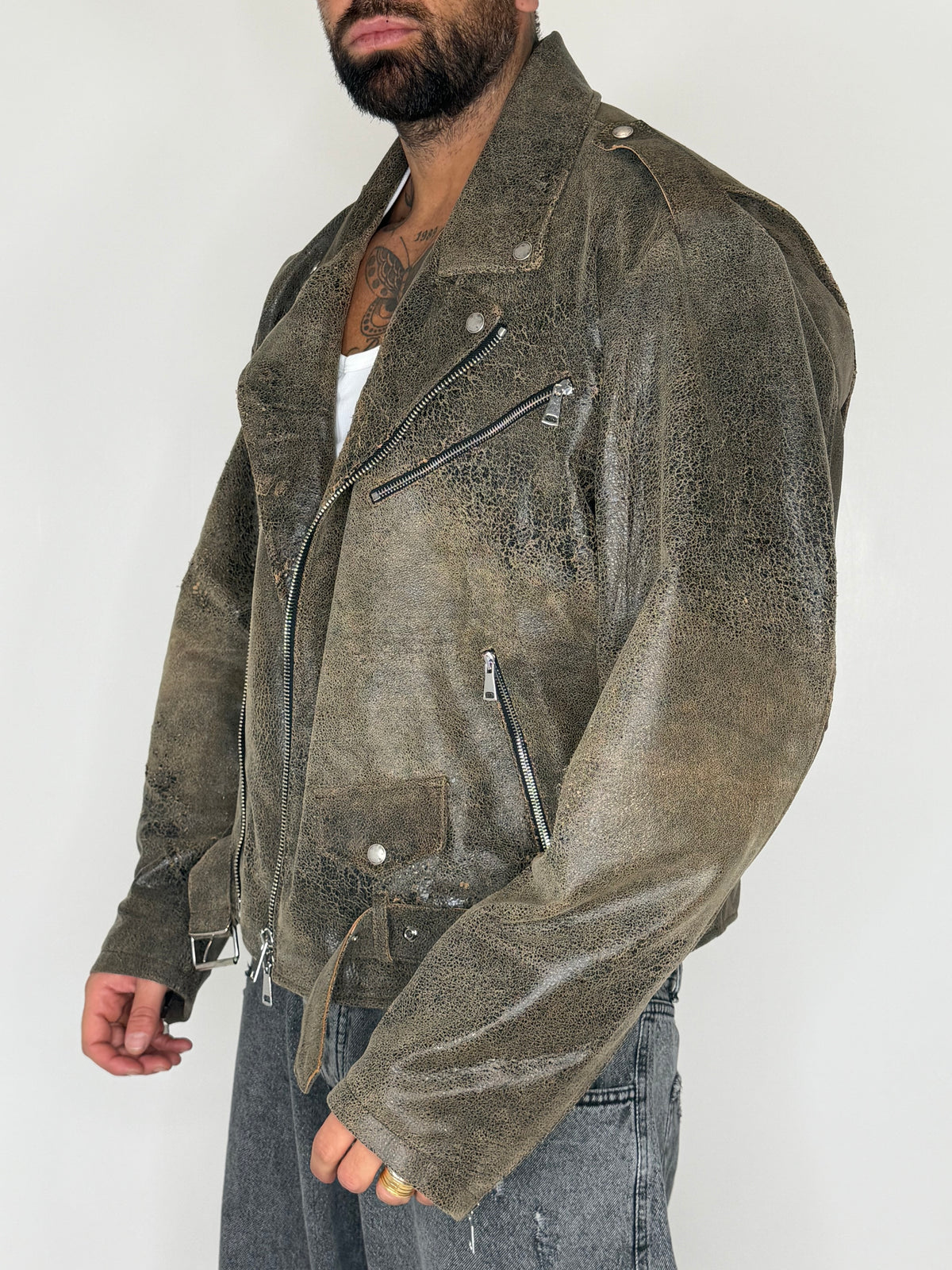 VINTAGE DISTRESSED BIKER JACKET
