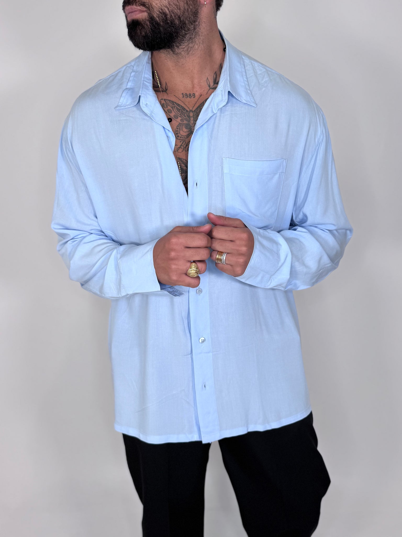 CAMICIA VISCOSA LAB TASCHINO AZZURRA