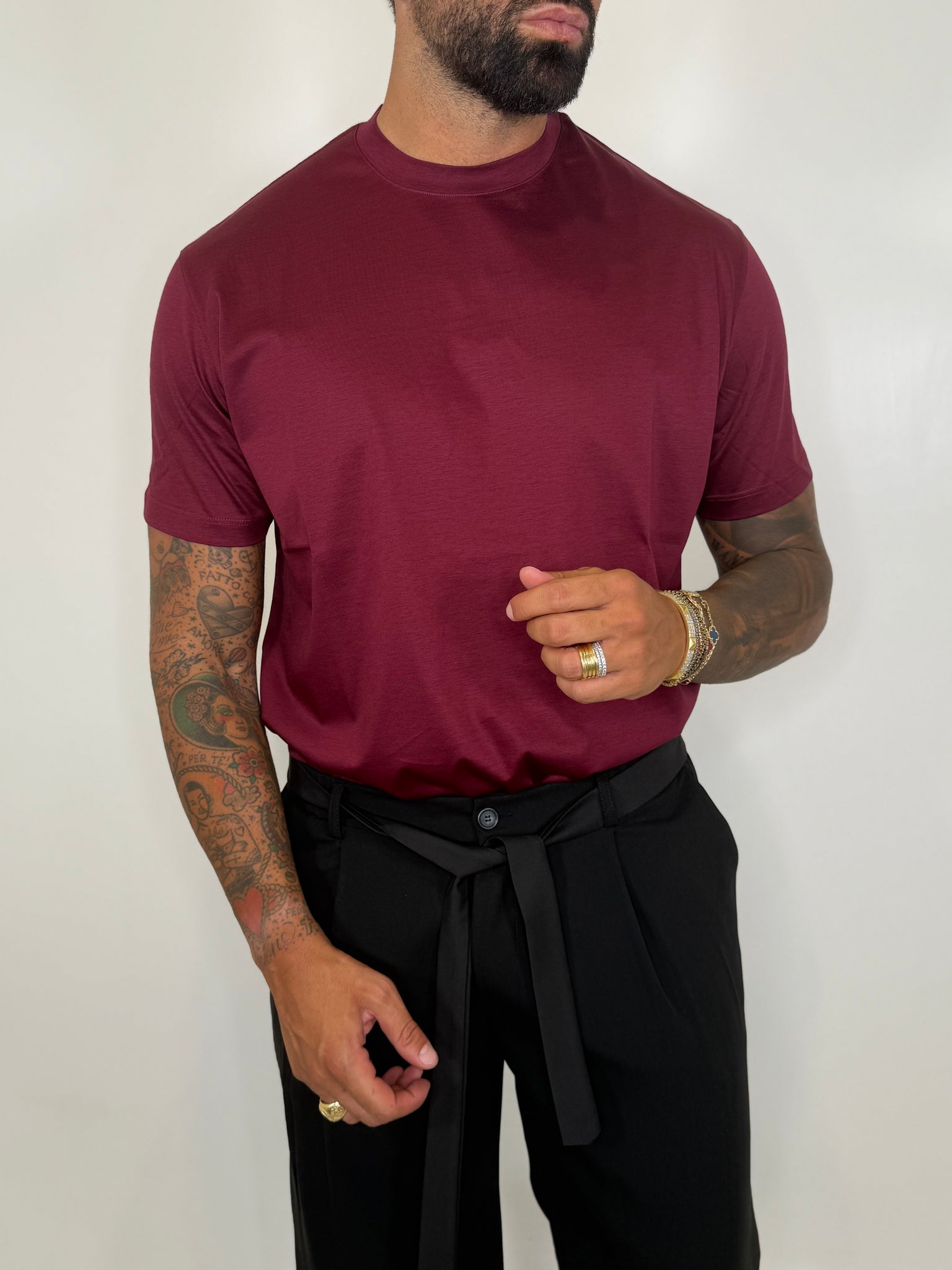 T-SHIRT FILO DI SCOZIA BORDEAUX