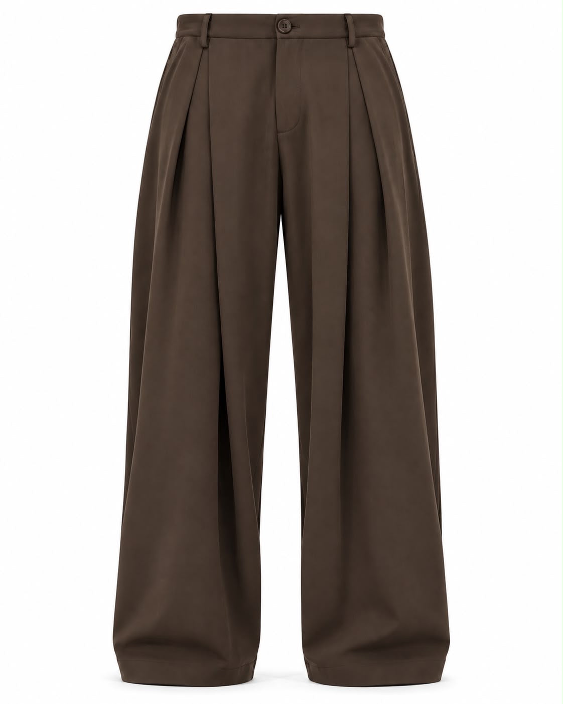 PANTALONE FONDO AMPIO CON PINCES - MARRONE