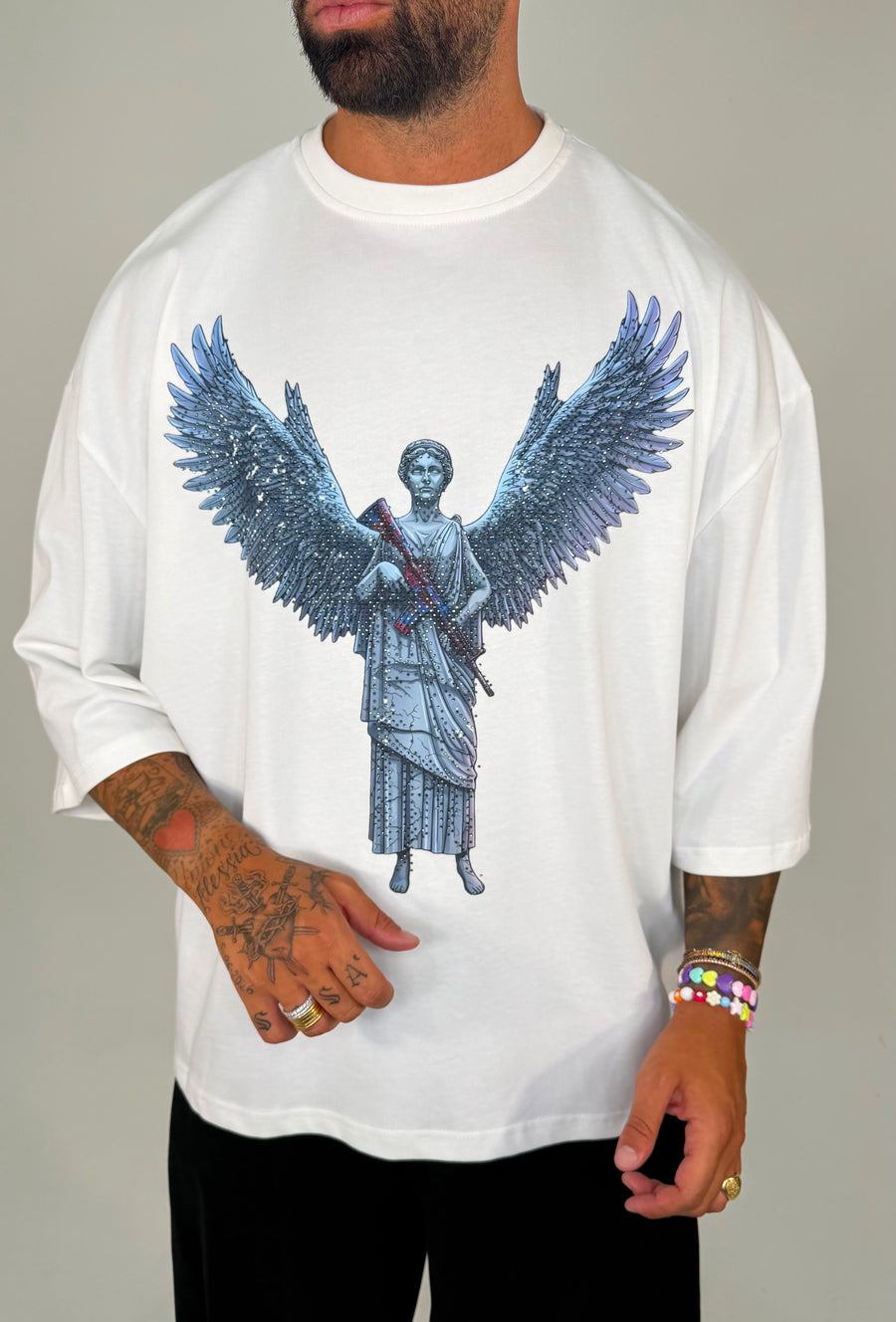 T-SHIRT ANGEL WINGS CON STRASS
