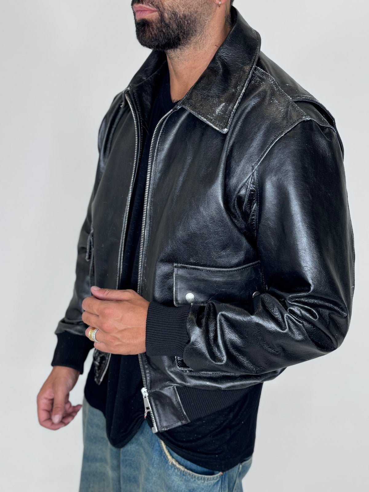 BLAZER COLLO CAMICIA CON TASCONI EFFETTO VINTAGE - lab22shop