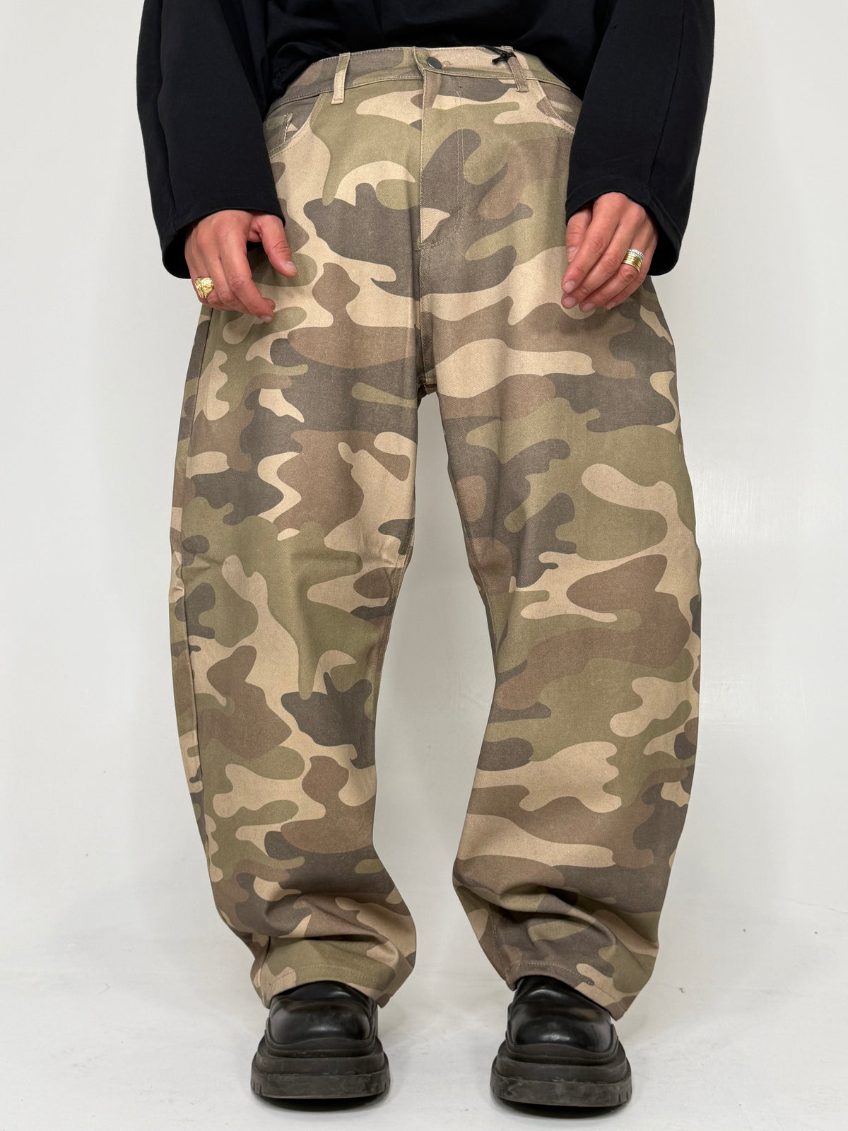 JEANS BALLOON CAMOUFLAGE BEIGE - lab22shop