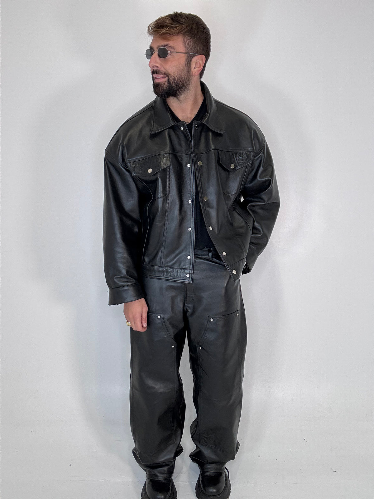 BLAZER OVER SPALLINA IN PELLE - lab22shop