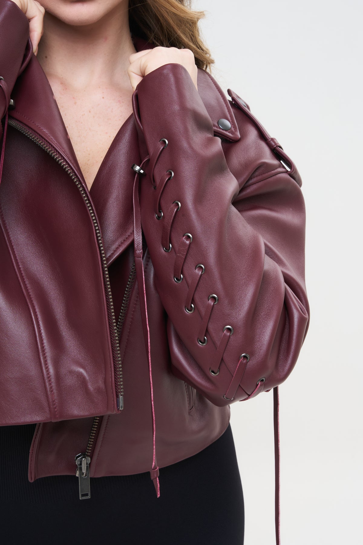 CHIODO IN PELLE LONDON LACCETTI BORDEAUX - lab22shop