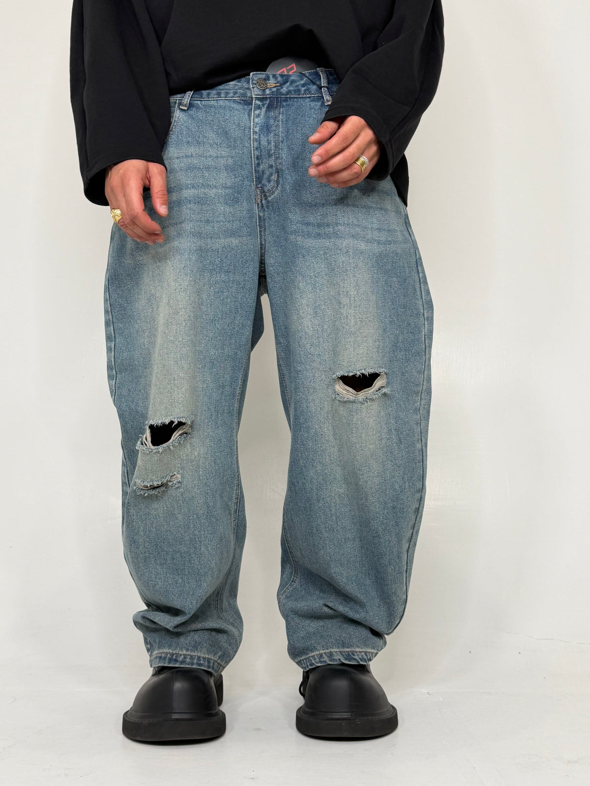 JEANS BAGGY RIPPED WASH - lab22shop