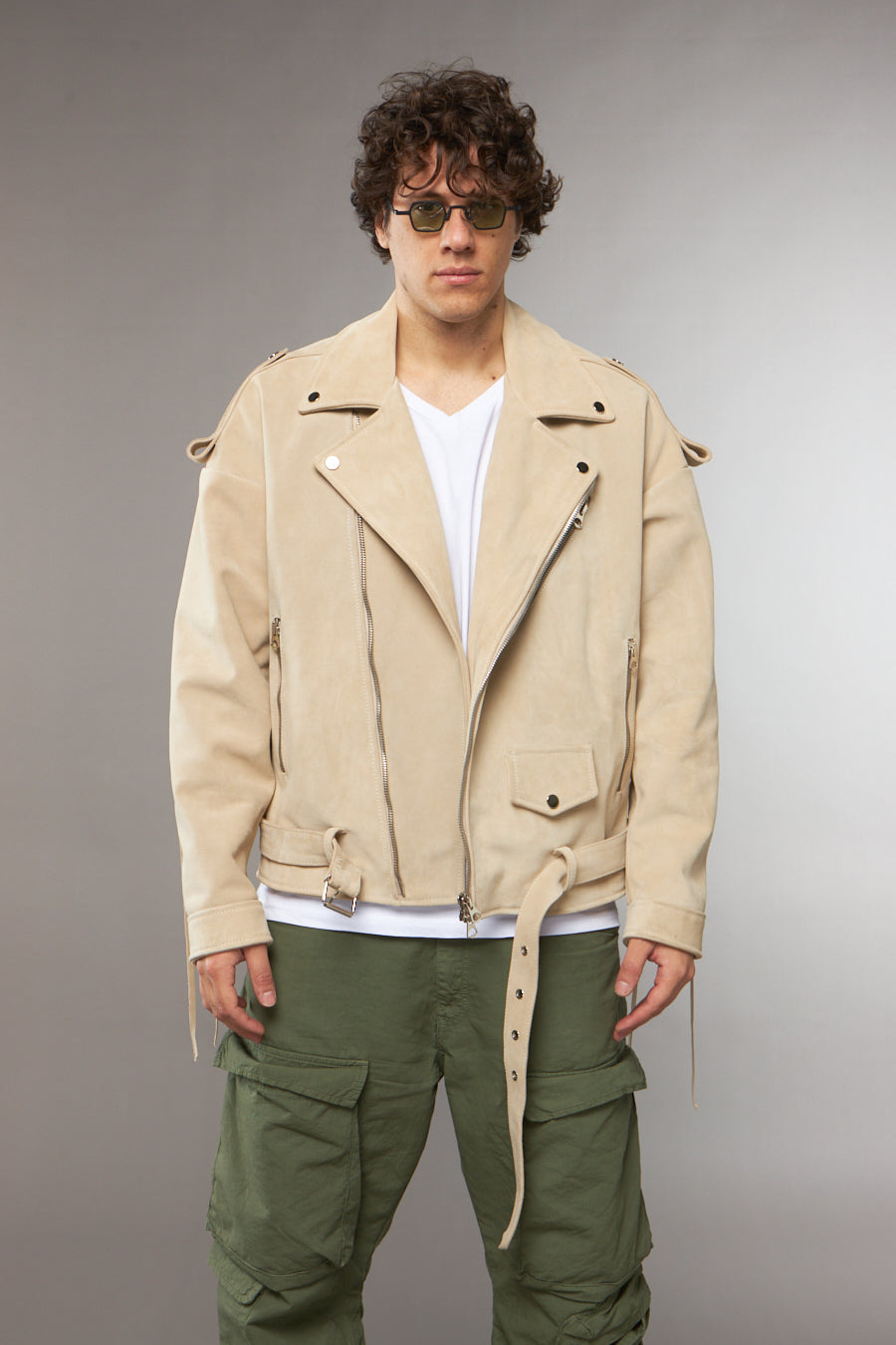 CHIODO OVERSIZE CROSTA CAMOSCIO CREMA