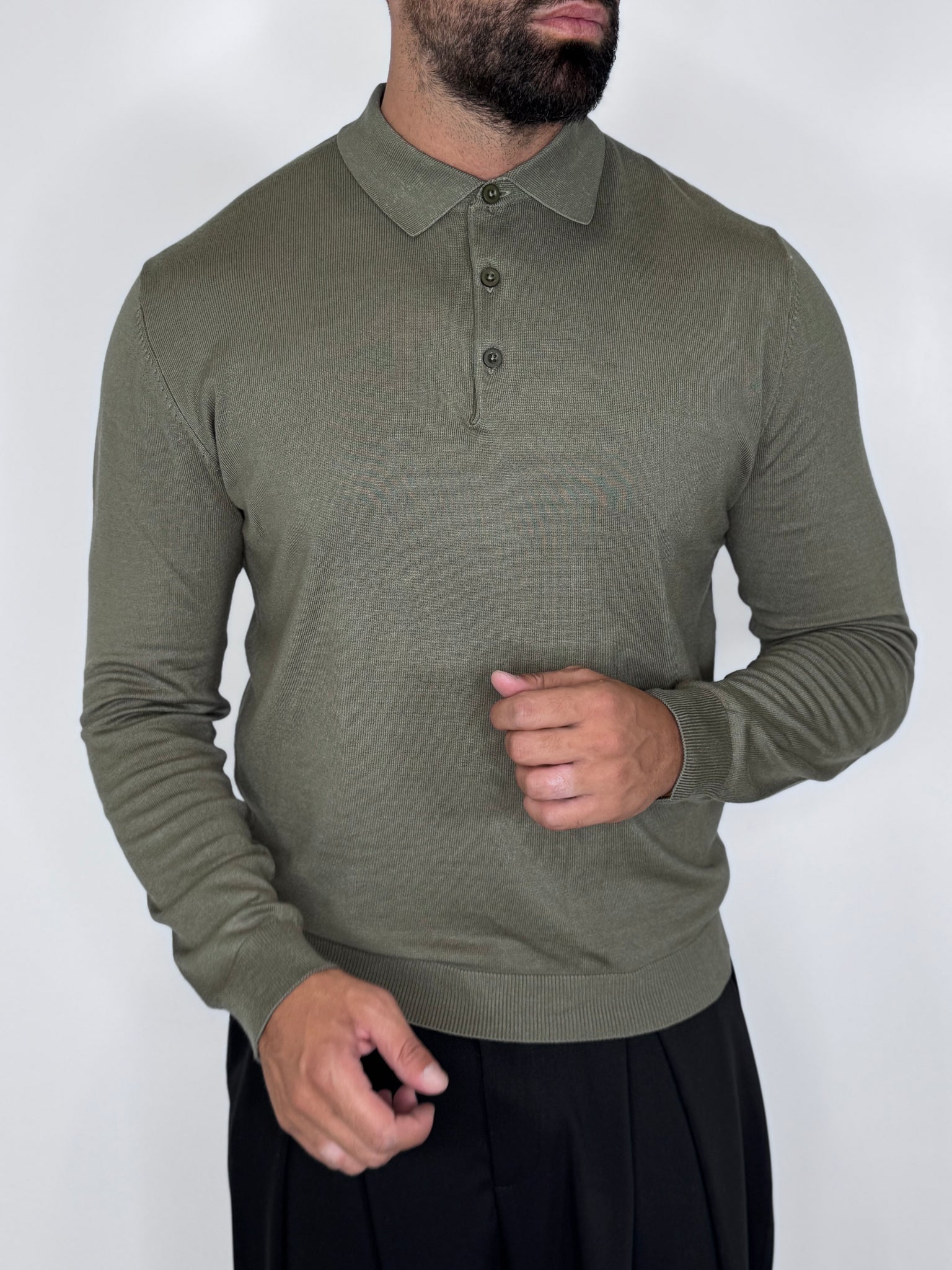 Polo a maniche lunghe in  filo