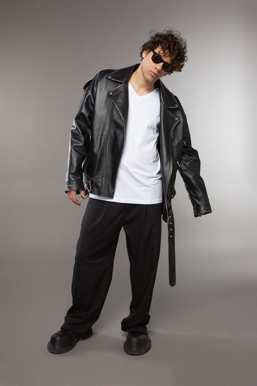 CHIODO IN PELLE NAPPA NERO OVERSIZE CON LACCI - lab22shop