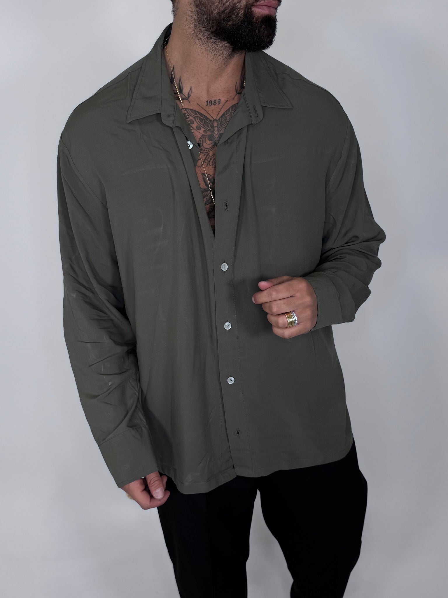 CAMICIA VISCOSA LAB TASCHINO VERDE