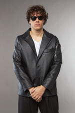GIACCA IN PELLE NERA TASCONE - lab22shop