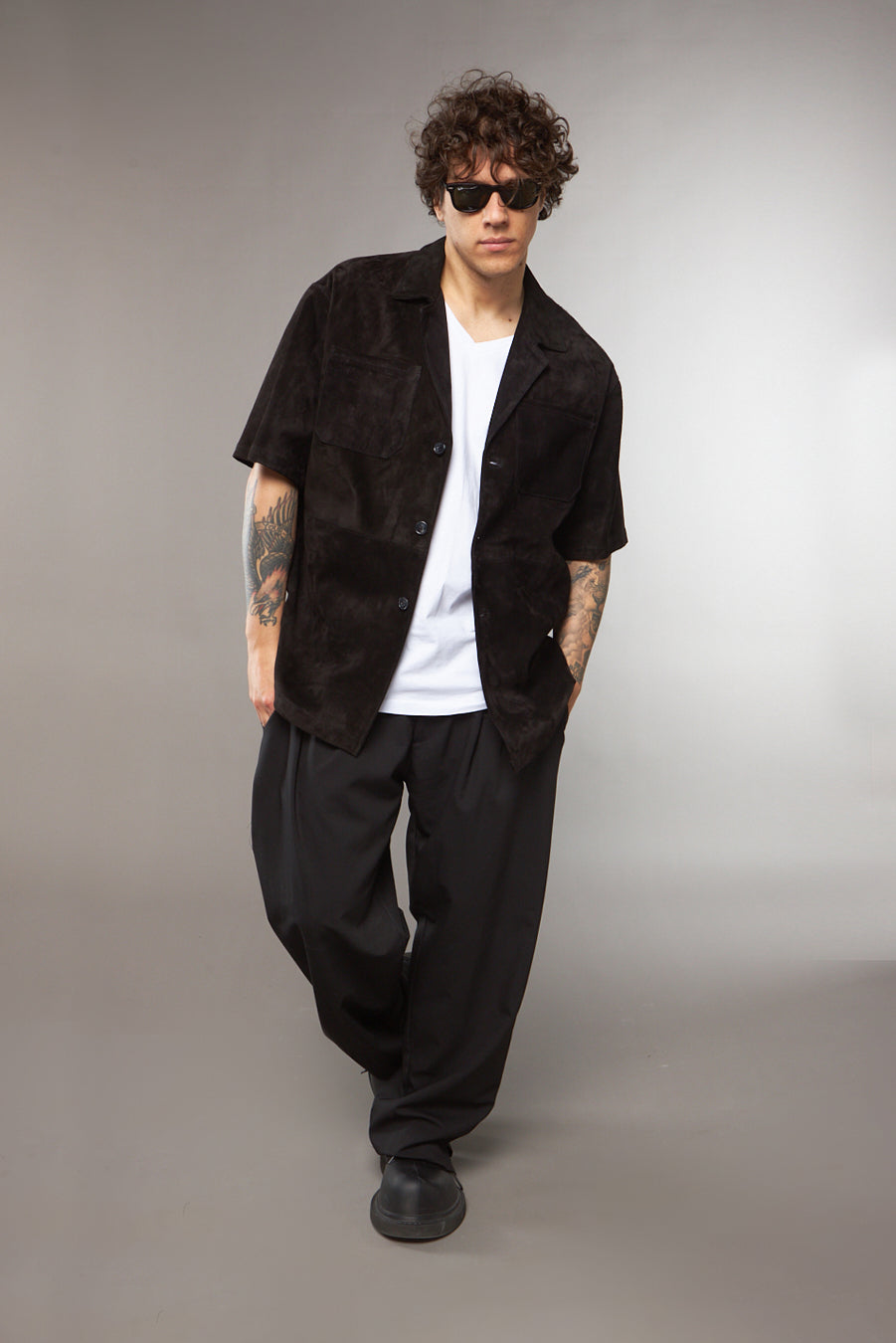 CAMICIA CAMOSCIO NERO - lab22shop