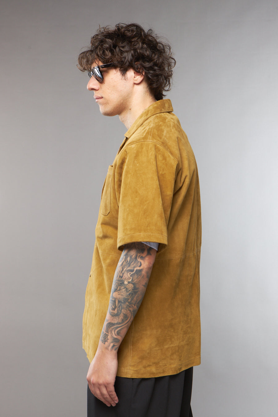 CAMICIA CAMOSCIO VERDE OLIVA - lab22shop