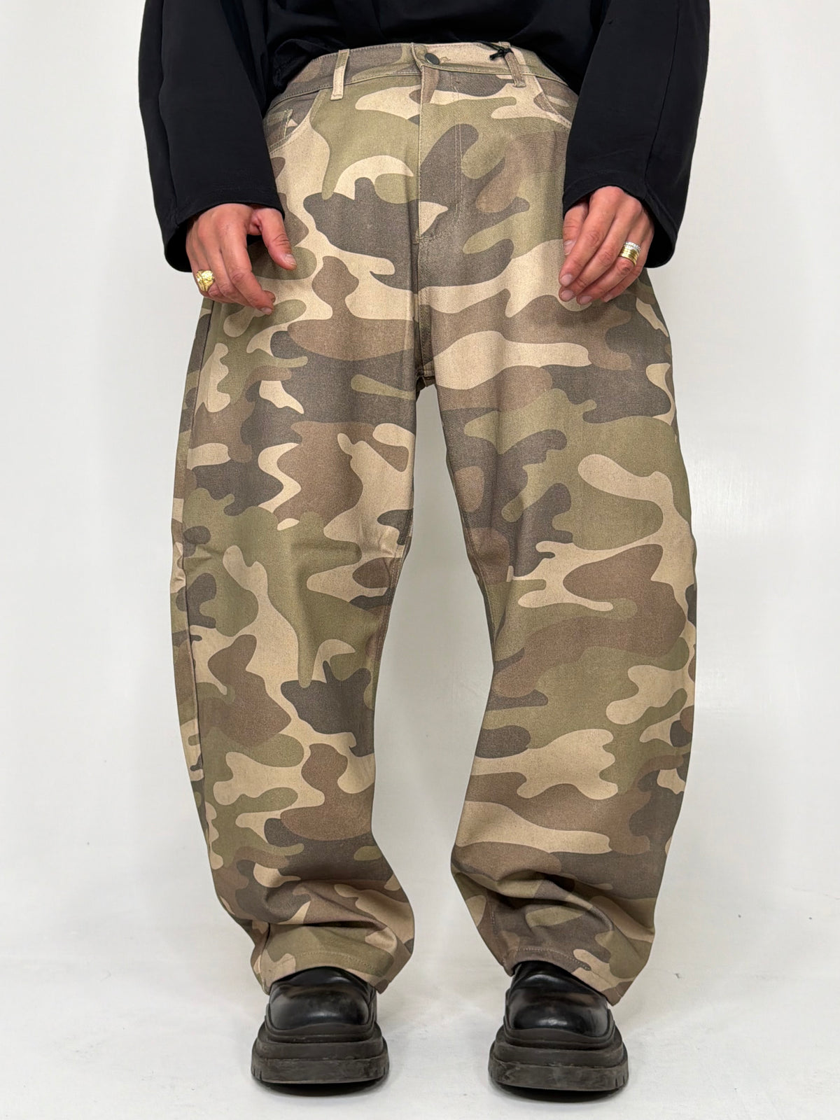 JEANS BALLOON CAMOUFLAGE BEIGE - lab22shop