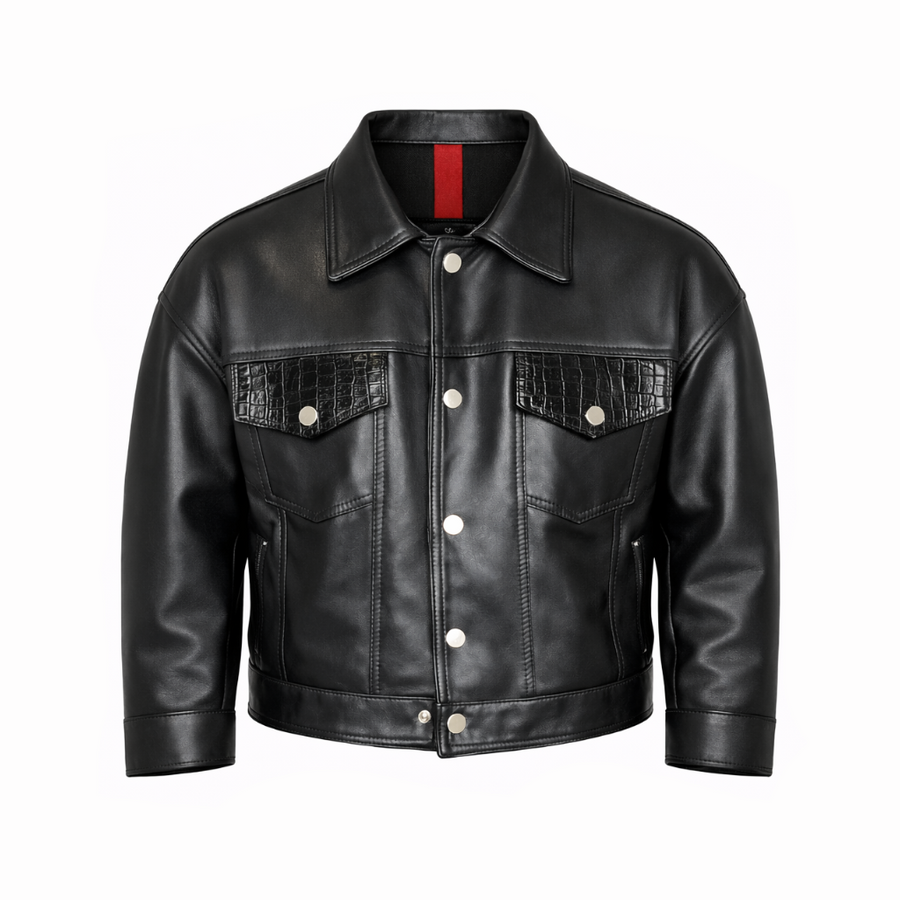 BLAZER OVER SPALLINA IN PELLE - lab22shop