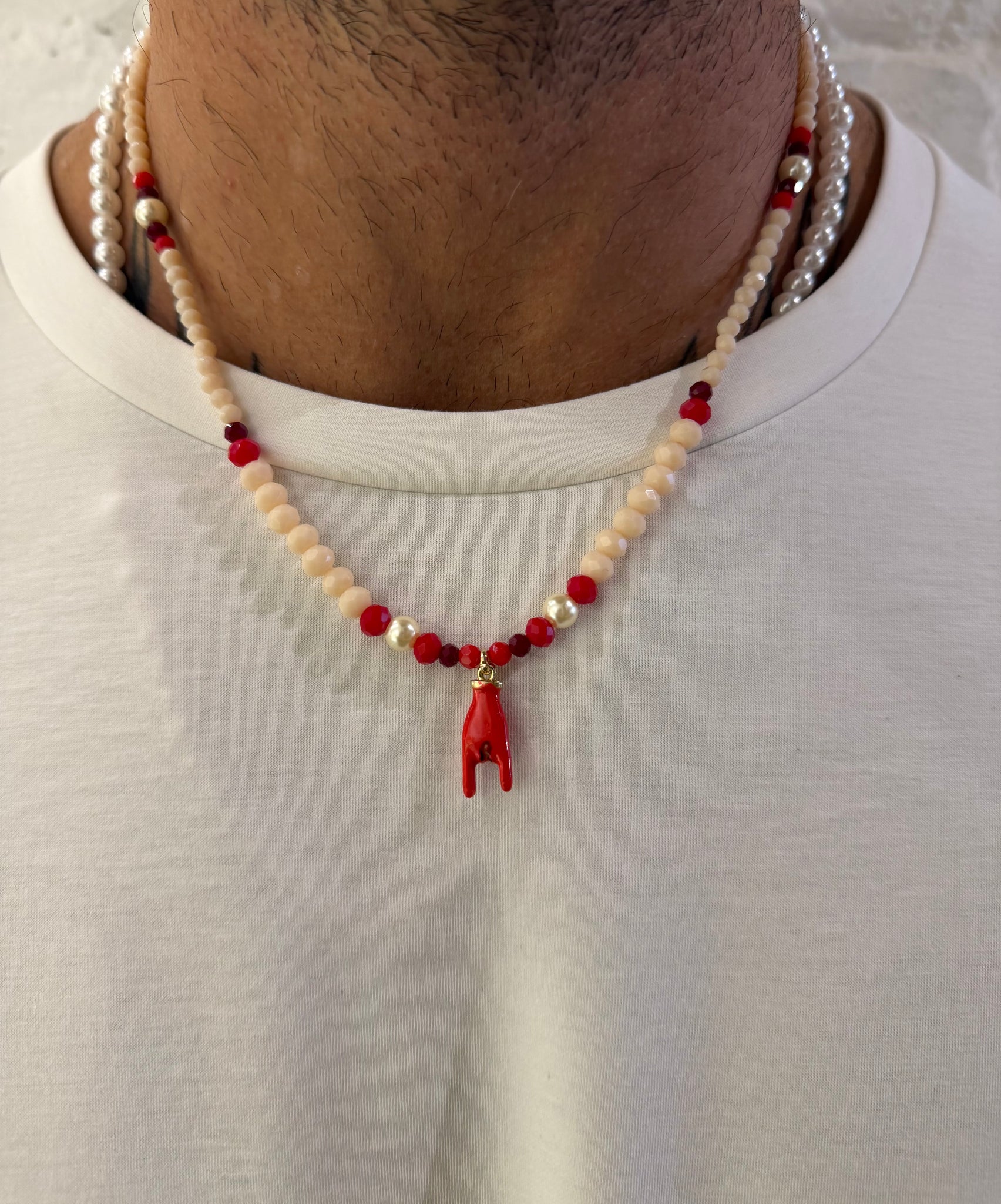 COLLANA PERLE CUORE SACRO