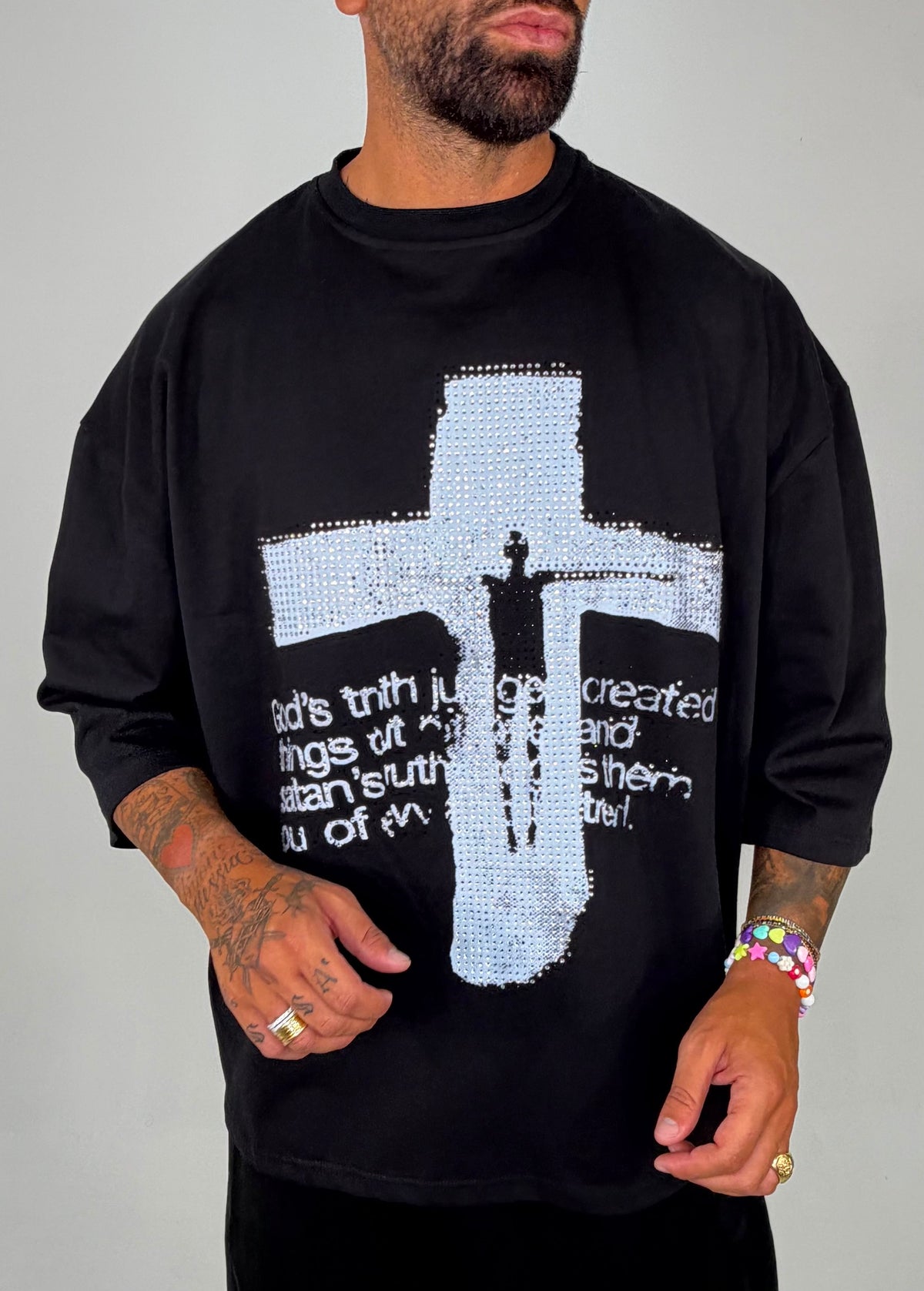 T-SHIRT BLESSED CON STRASS - lab22shop