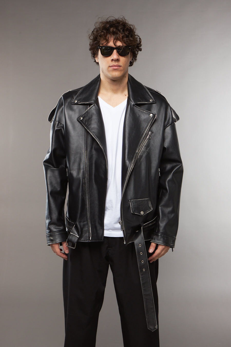 CHIODO IN PELLE NAPPA NERO OVERSIZE CON LACCI - lab22shop
