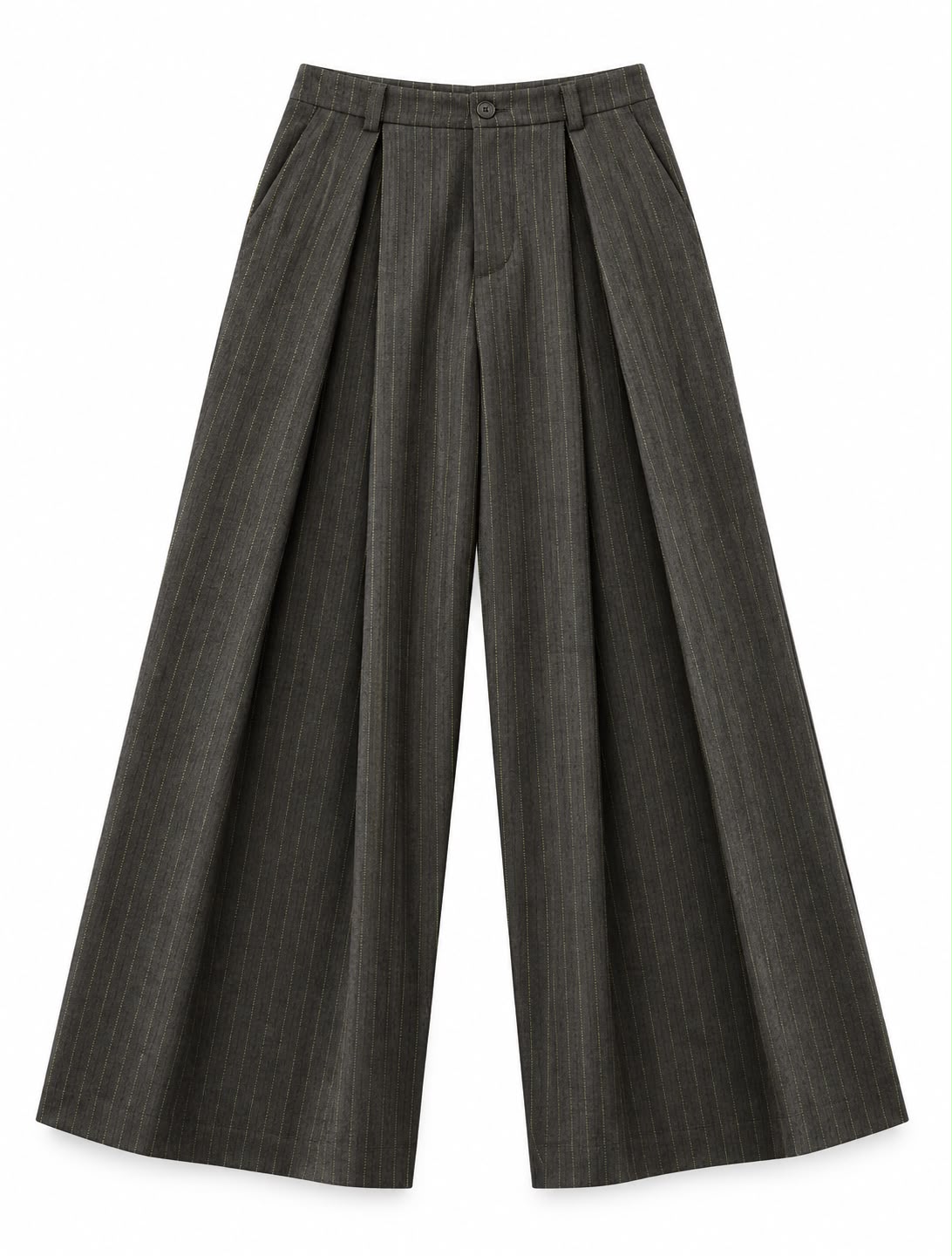 PANTALONE GESSATO FONDO AMPIO CON PINCES