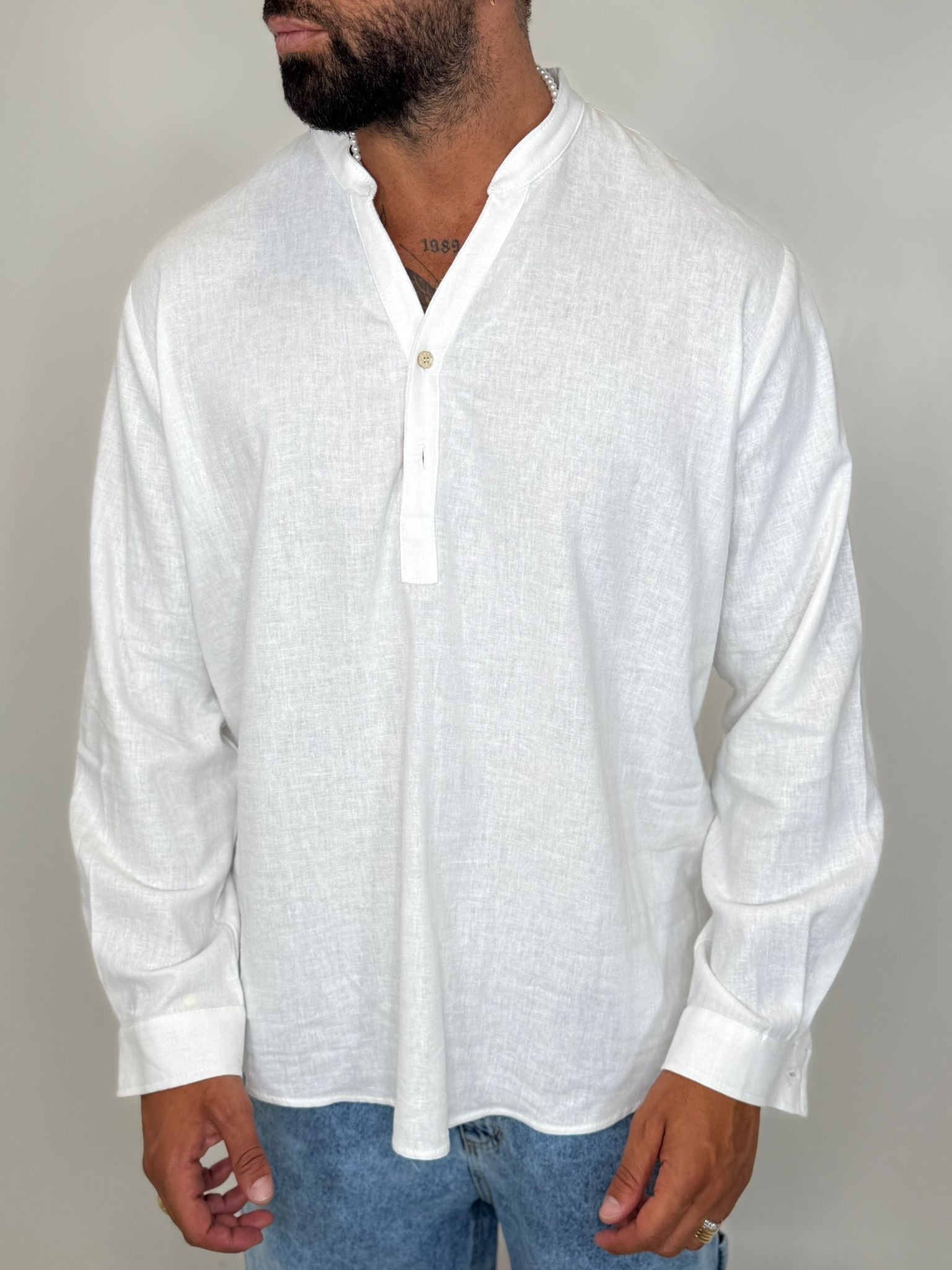 CAMICIA CASACCA LINO BIANCA