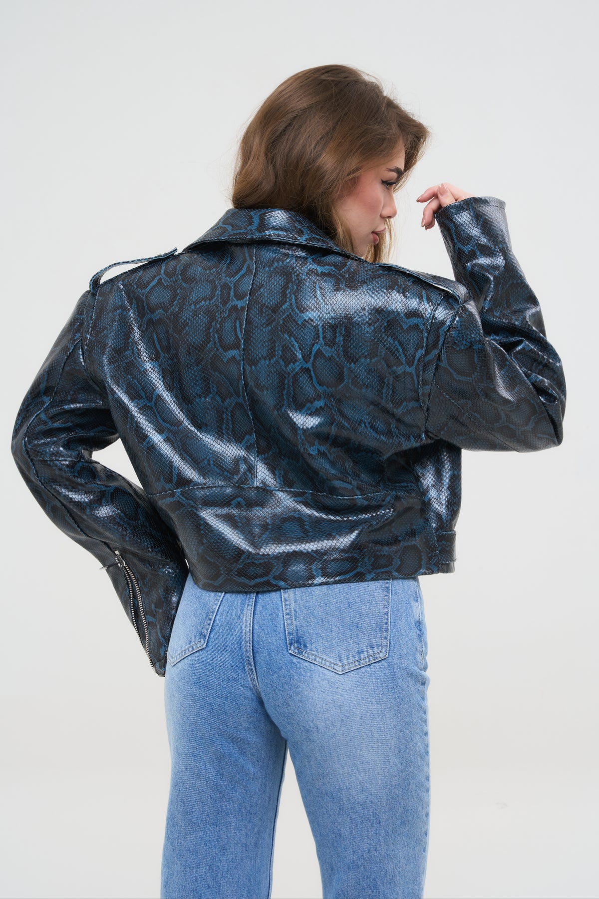 CHIODO CROPPED SPALLINA PITONATO BLU - lab22shop