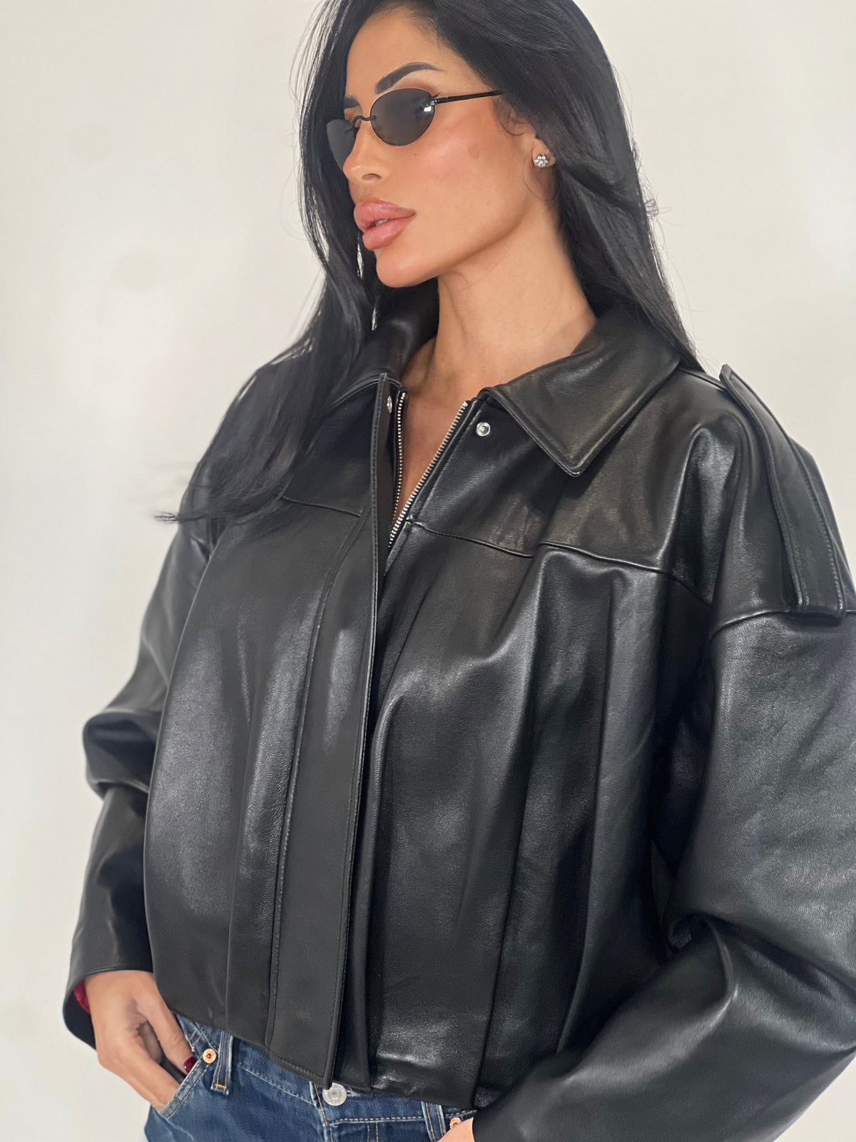 Giacca in pelle bomber