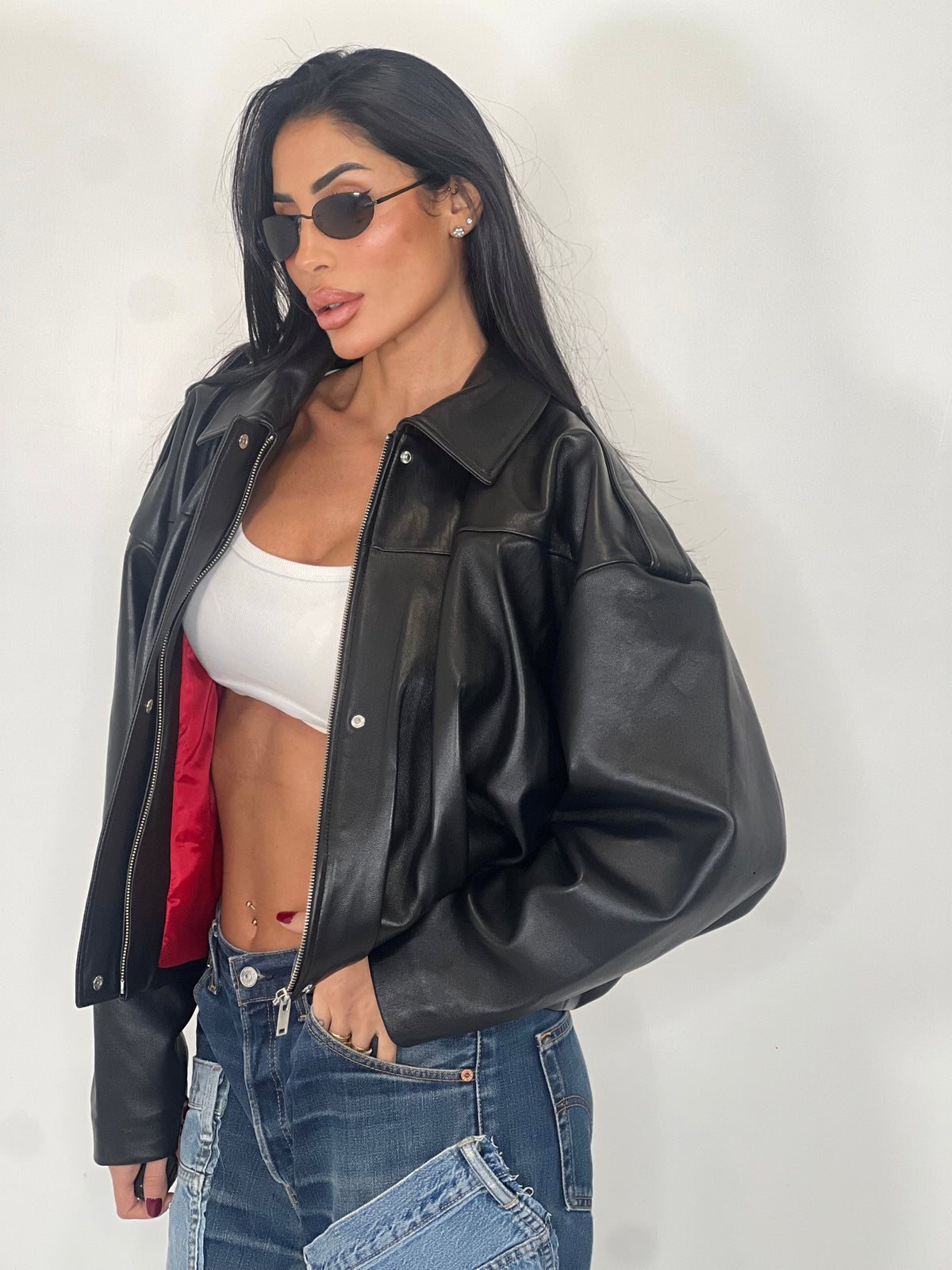 Giacca in pelle bomber