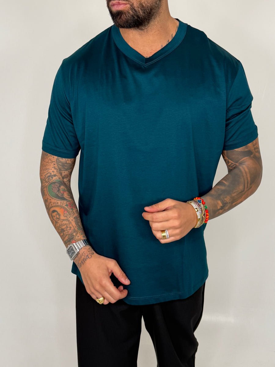 T-SHIRT SCOLLO A V IN FILO DI SCOZIA - lab22shop