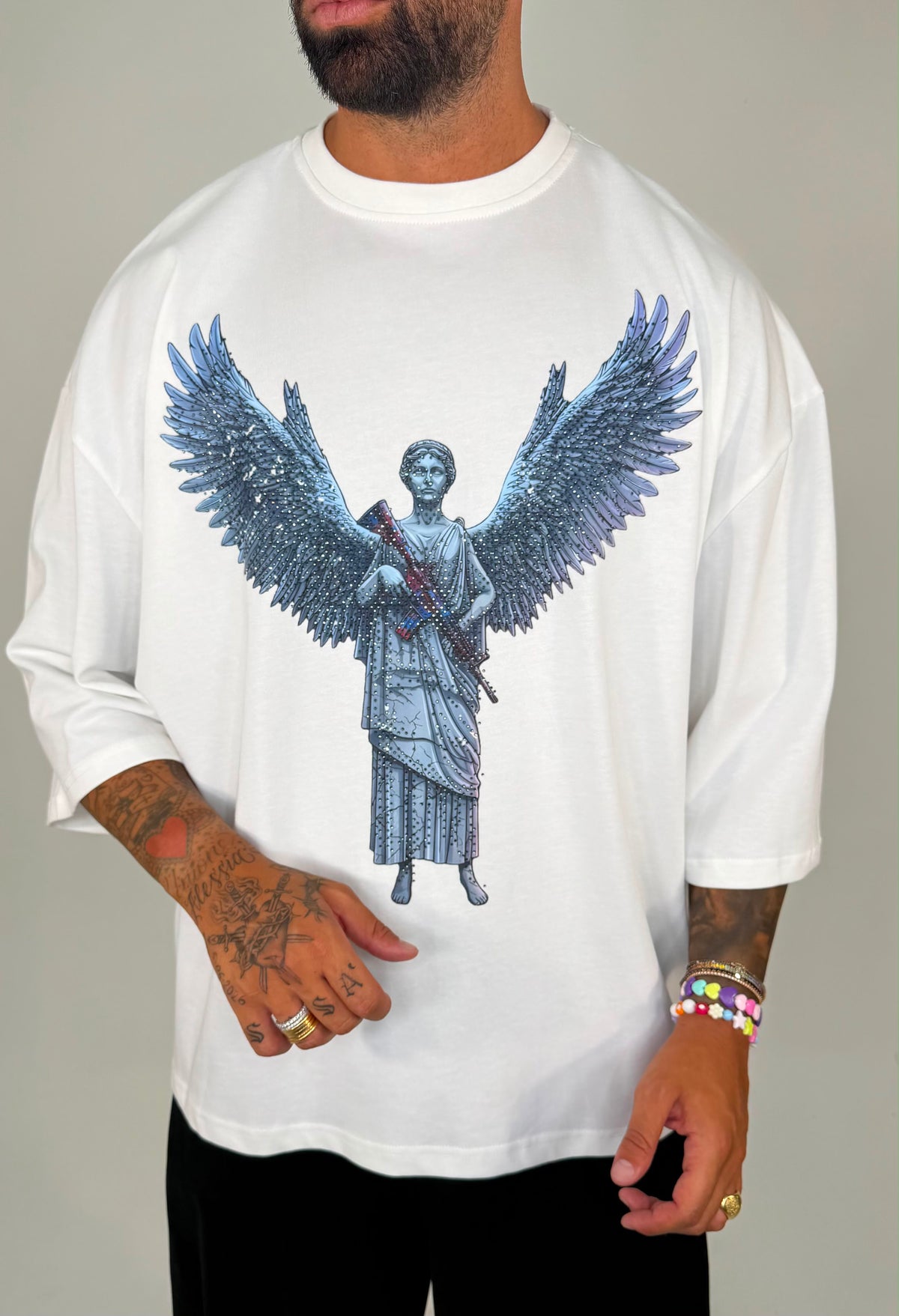 T-SHIRT ANGEL WINGS CON STRASS - lab22shop