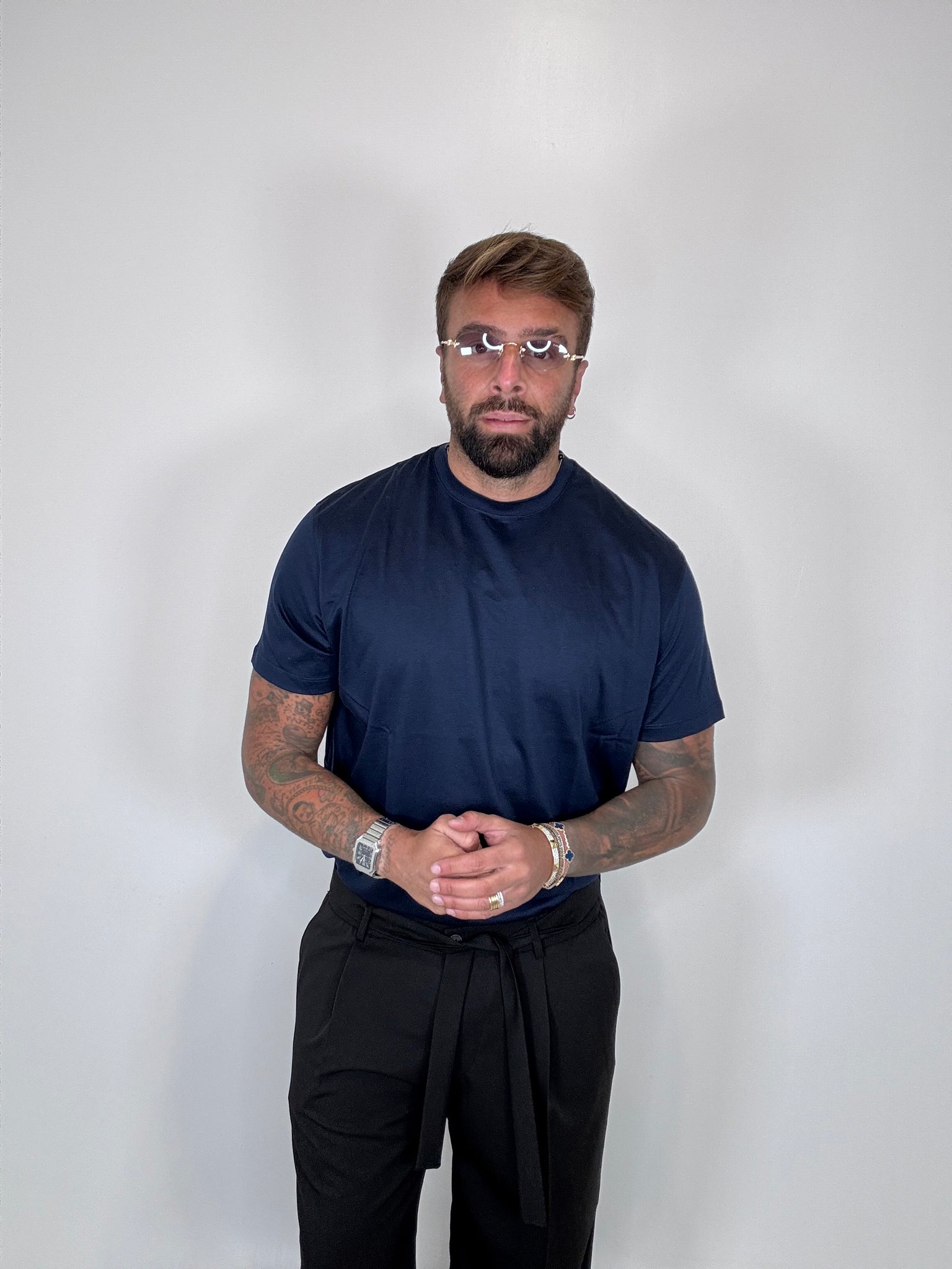 T-SHIRT FILO DI SCOZIA BLU