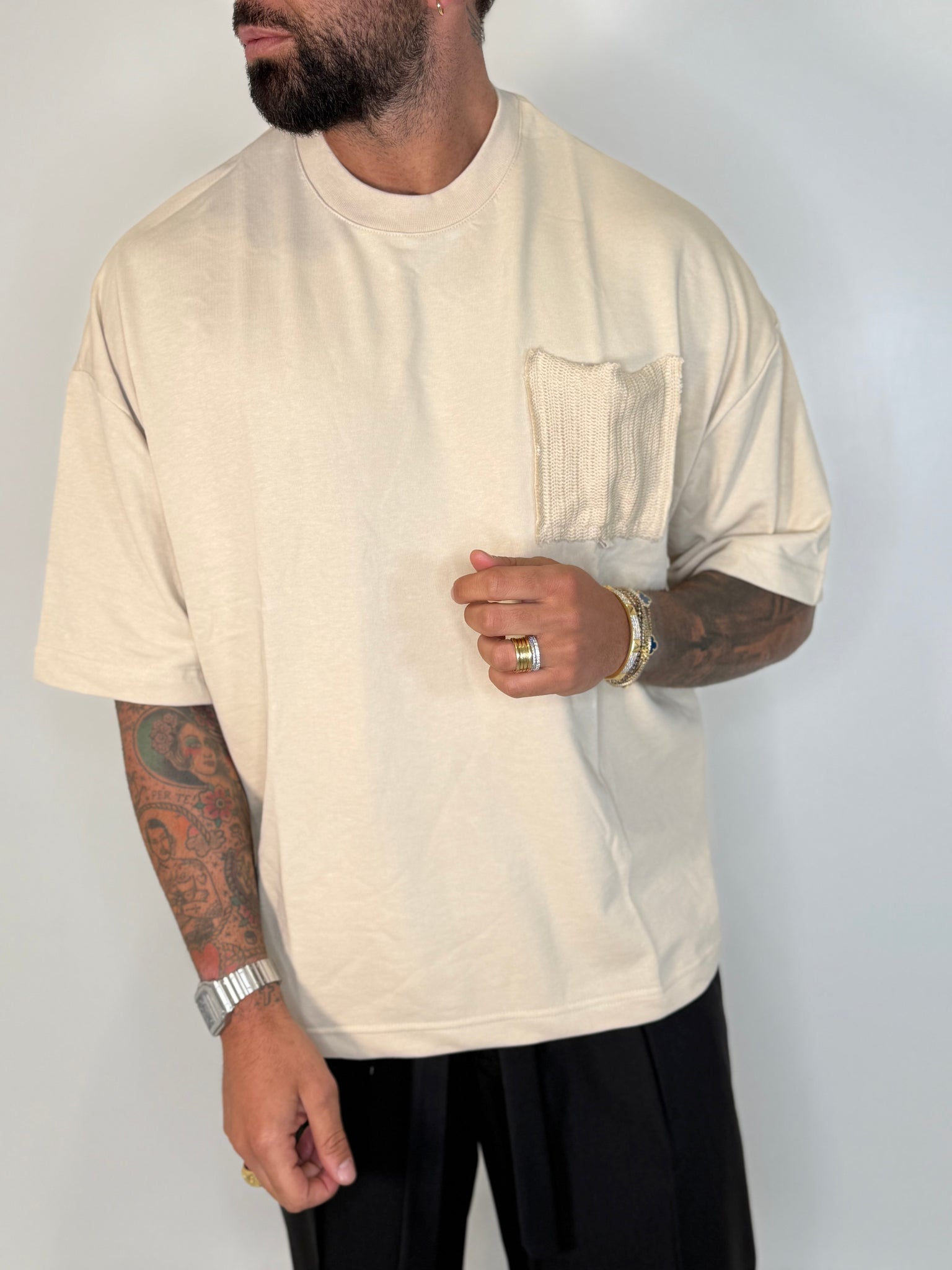 T-SHIRT TASCHINO MAGLINA BEIGE