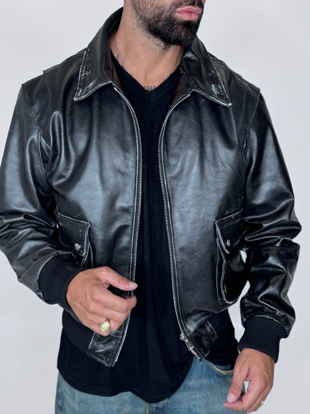 BLAZER COLLO CAMICIA CON TASCONI EFFETTO VINTAGE - lab22shop