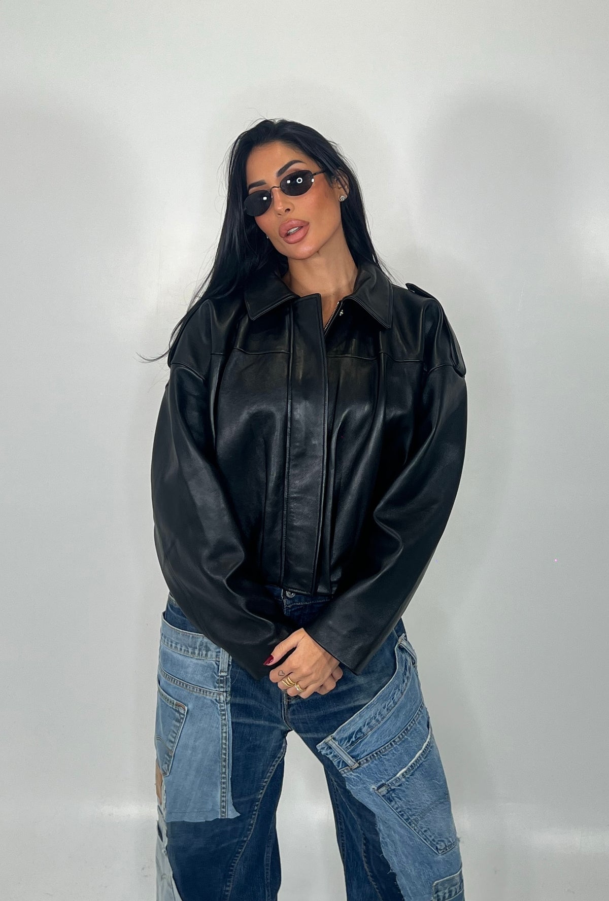 Giacca in pelle bomber