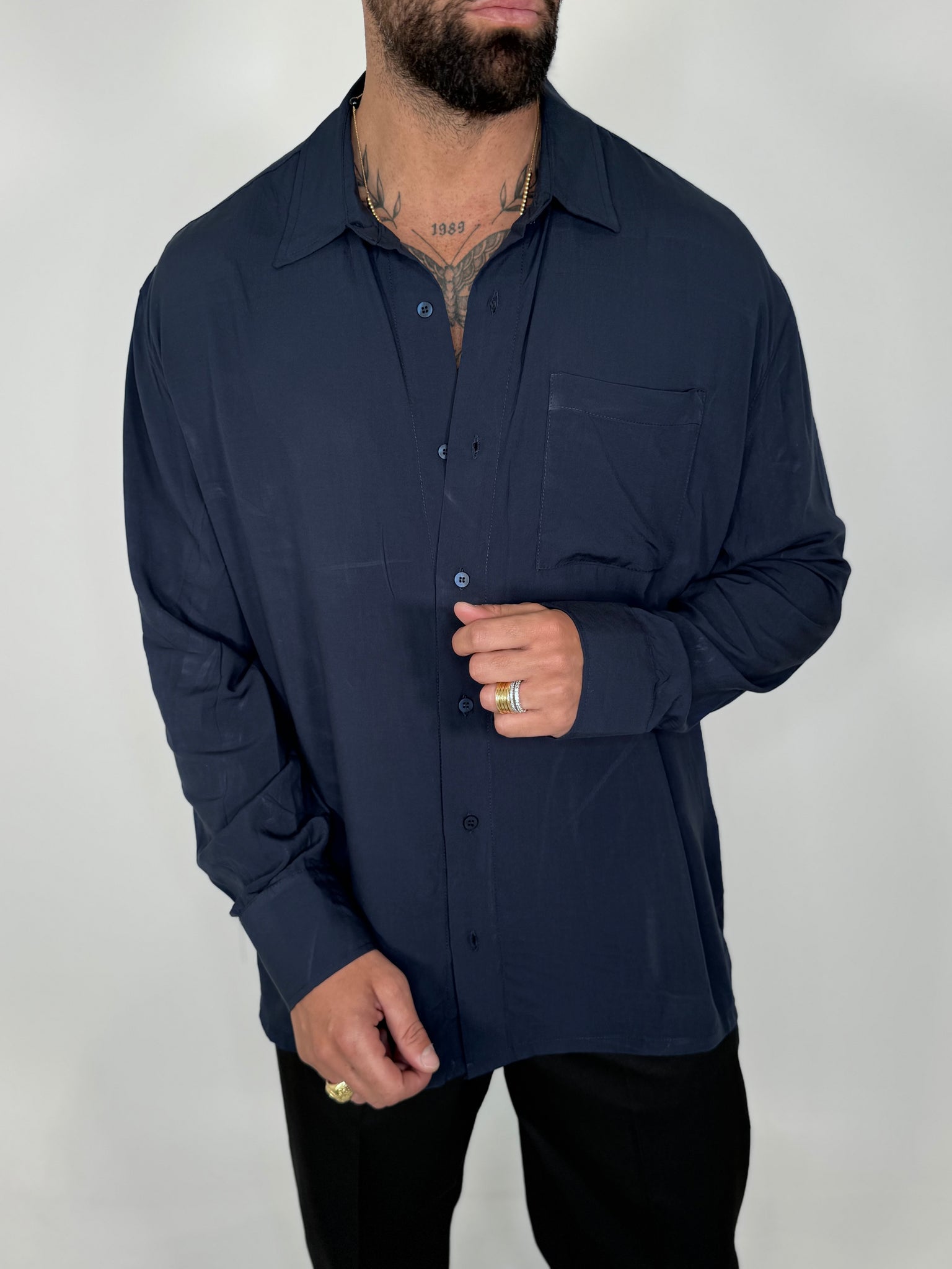 CAMICIA VISCOSA LAB TASCHINO BLU