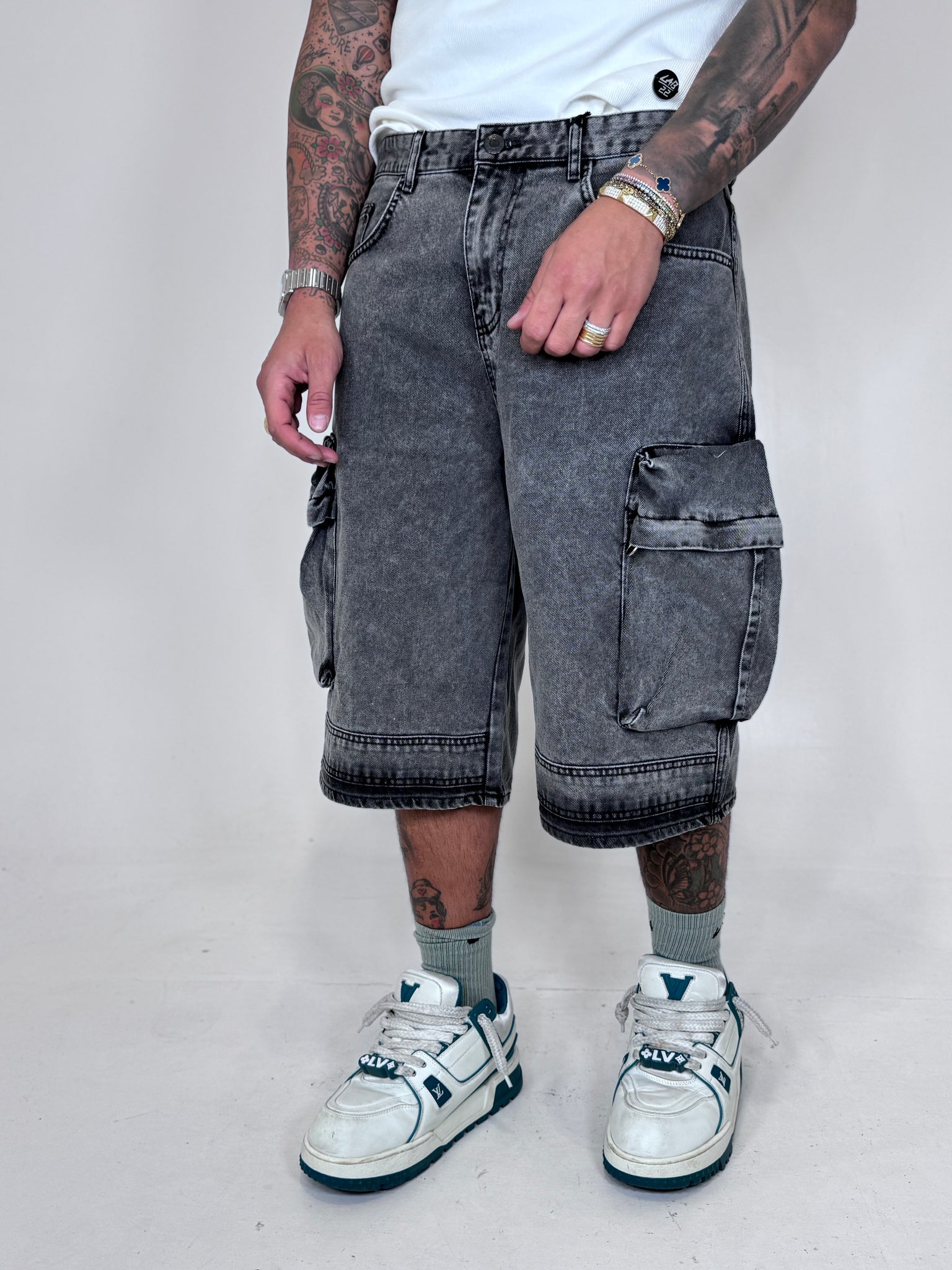 BERMUDA JEANS TASCONI GRIGIO