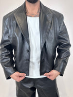 GIACCA IN PELLE CROPPED NERA - lab22shop