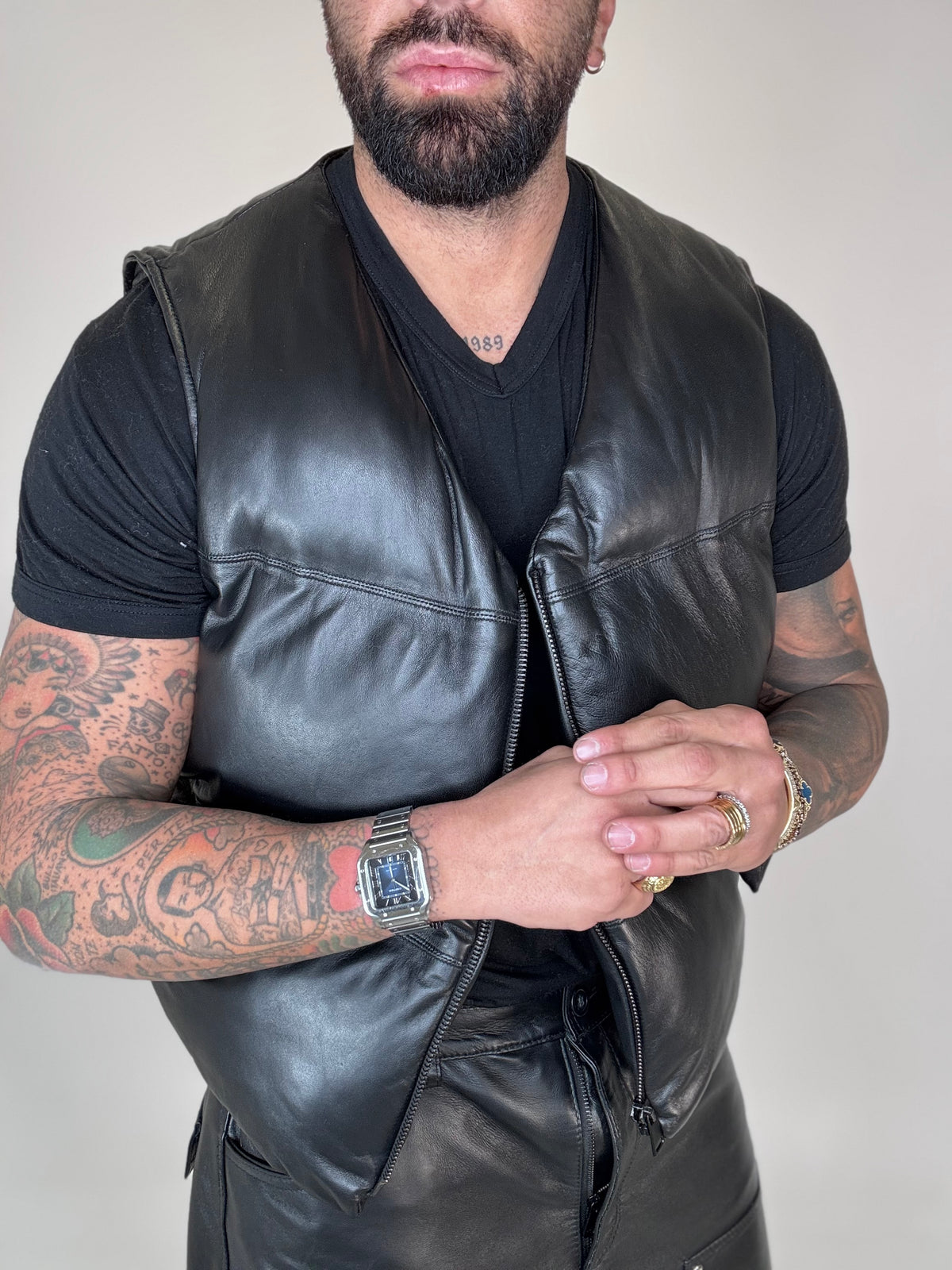 GILET PIUMA CROPPED IN PELLE - lab22shop