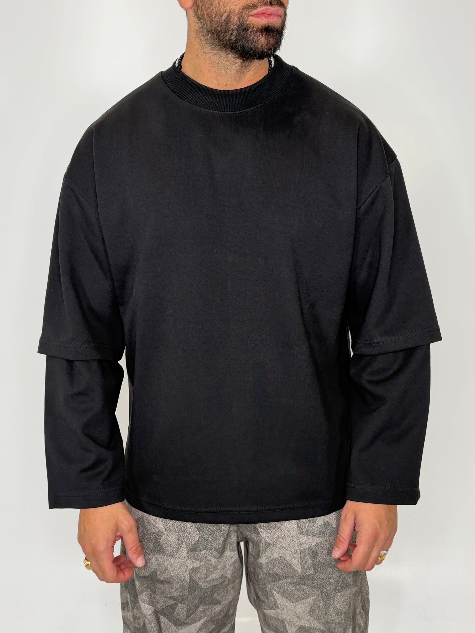 Longsleeve double nero