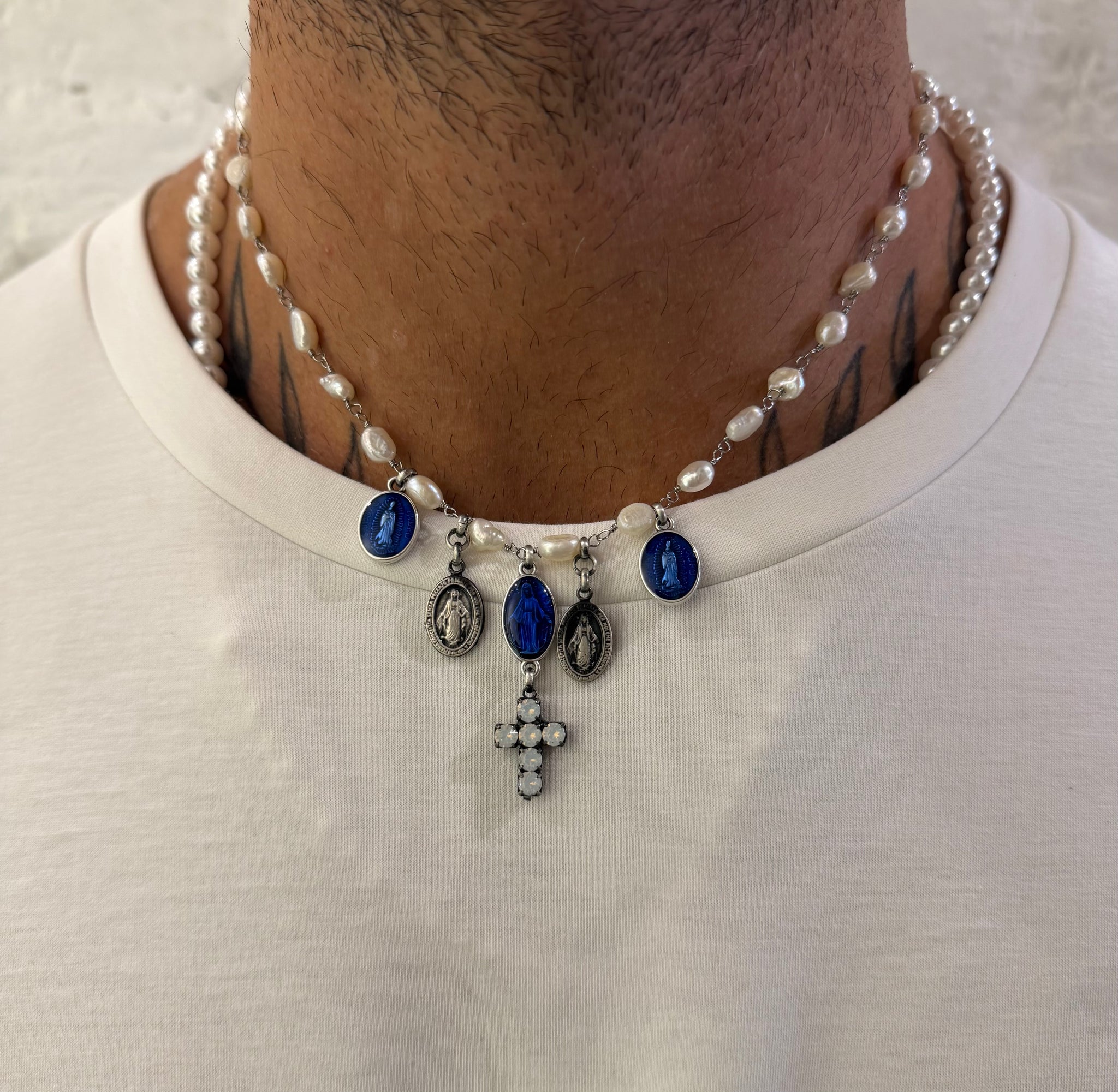 COLLANA PERLE CUORE SACRO