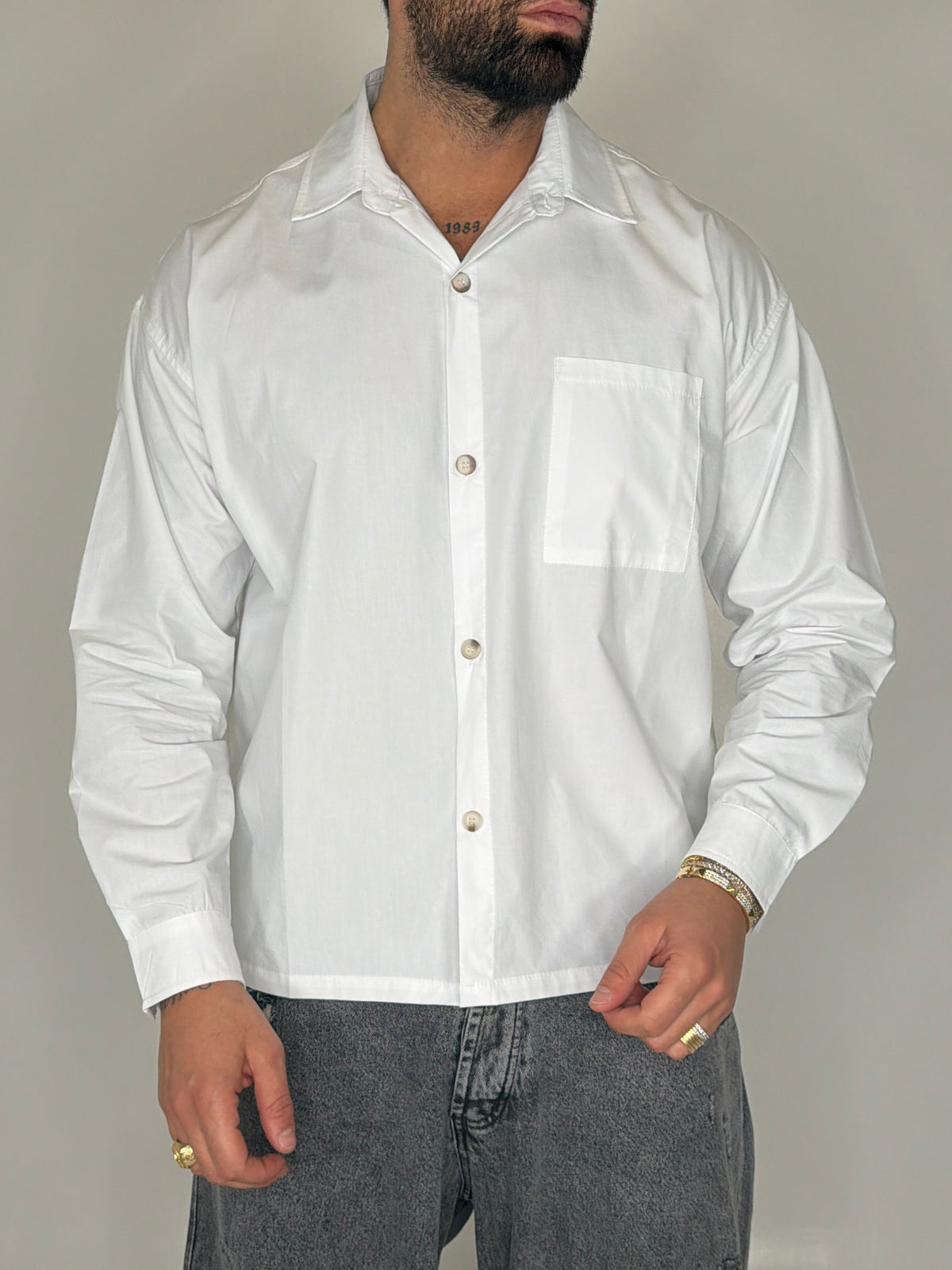 CROPPED WHITE SHIRT - lab22shop